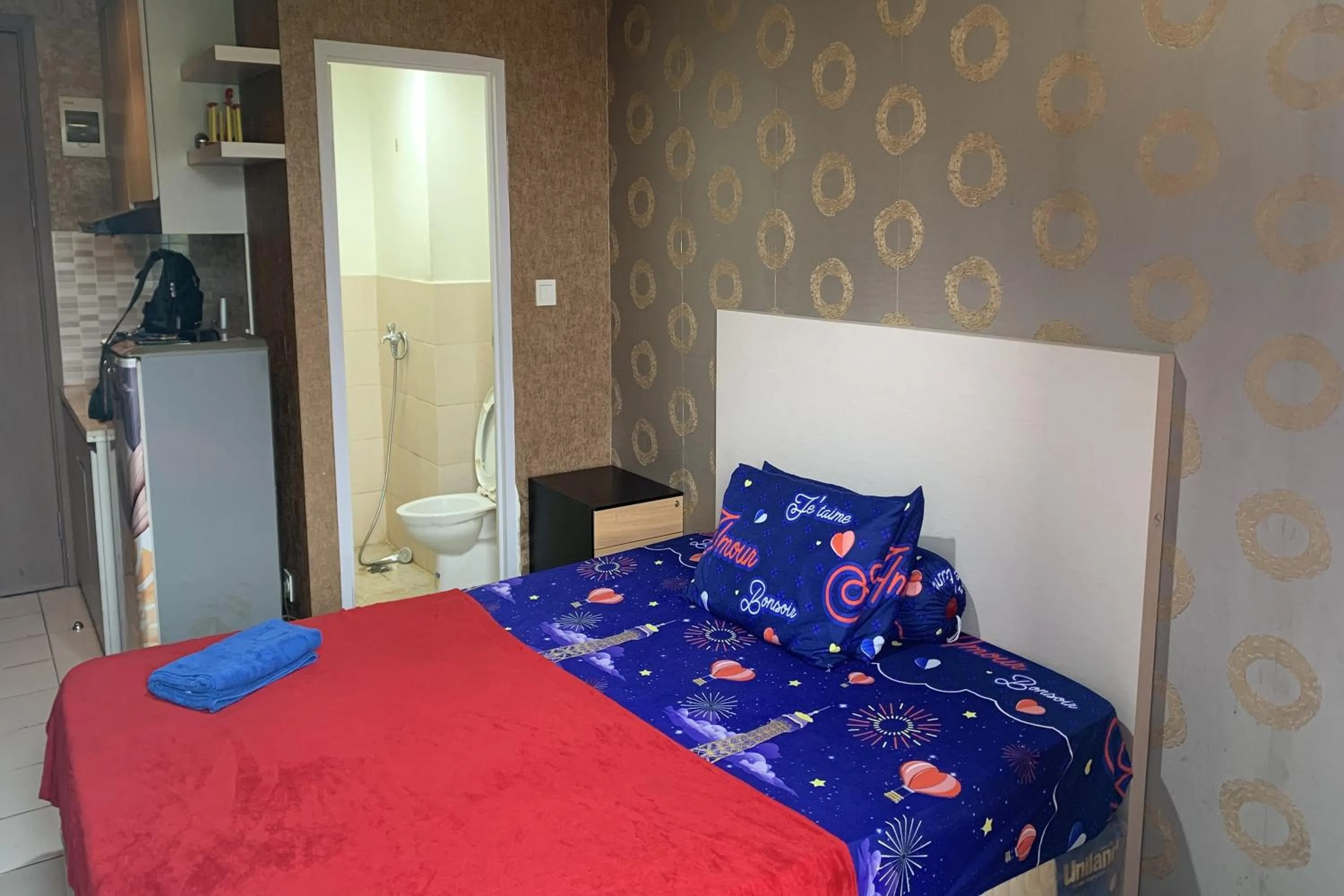 Bedroom, Bed in Velito at Podomoro Golf View Apartment