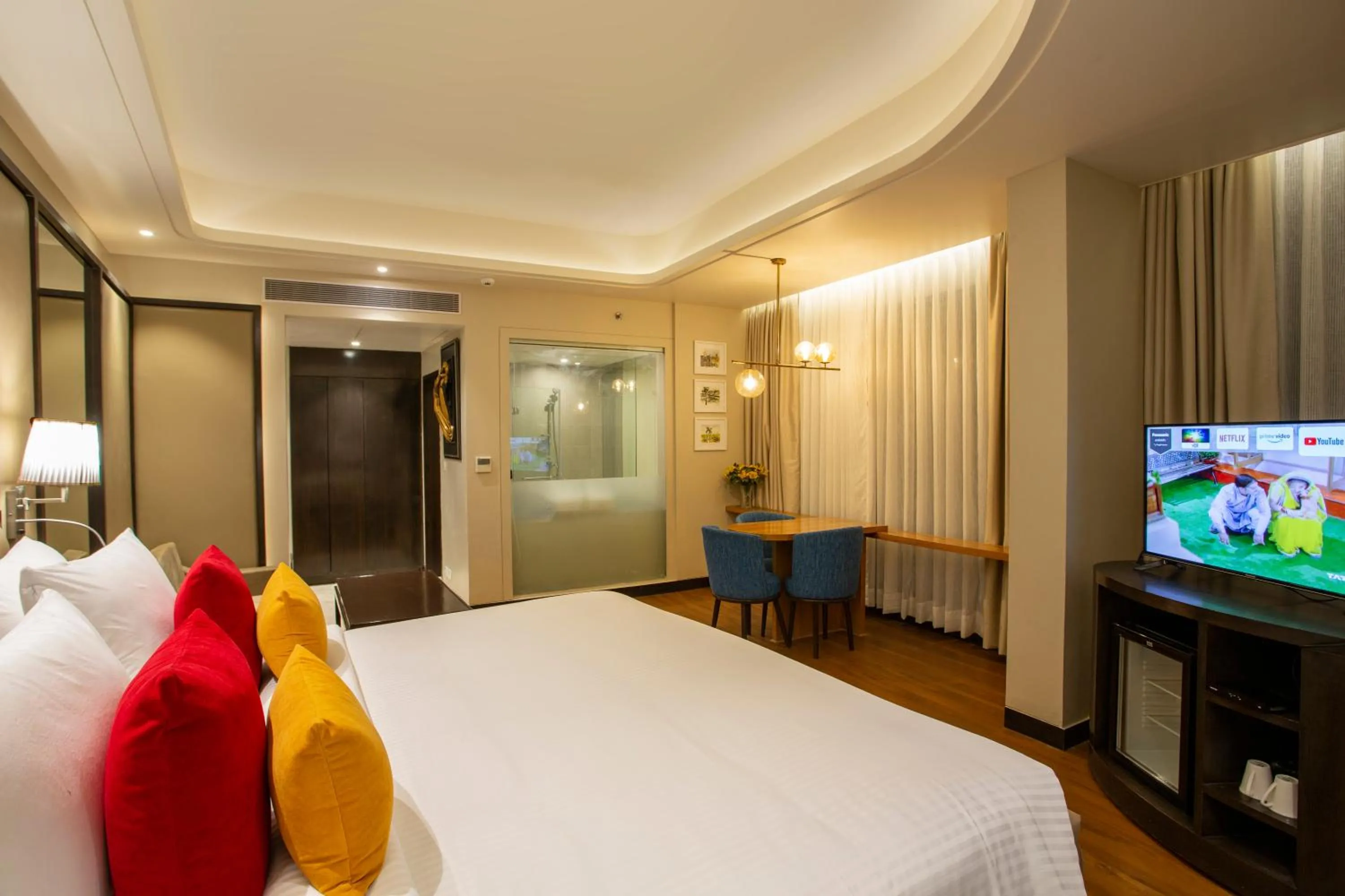 Photo of the whole room, Bed in The Vaishnodevi Sarovar Portico