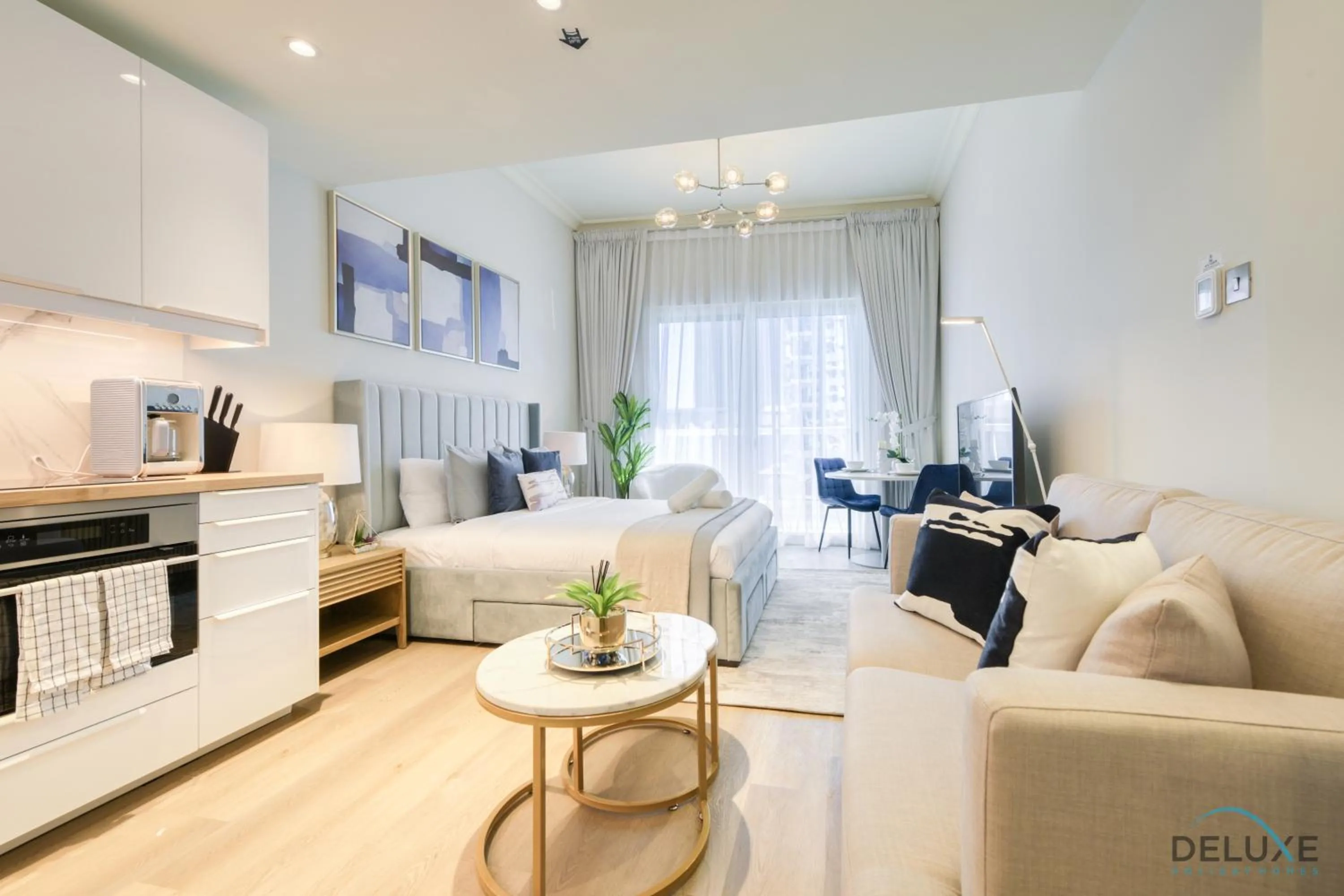 Living room in Stunning Studio at Marina Views A Dubai Marina by Deluxe Holiday Homes