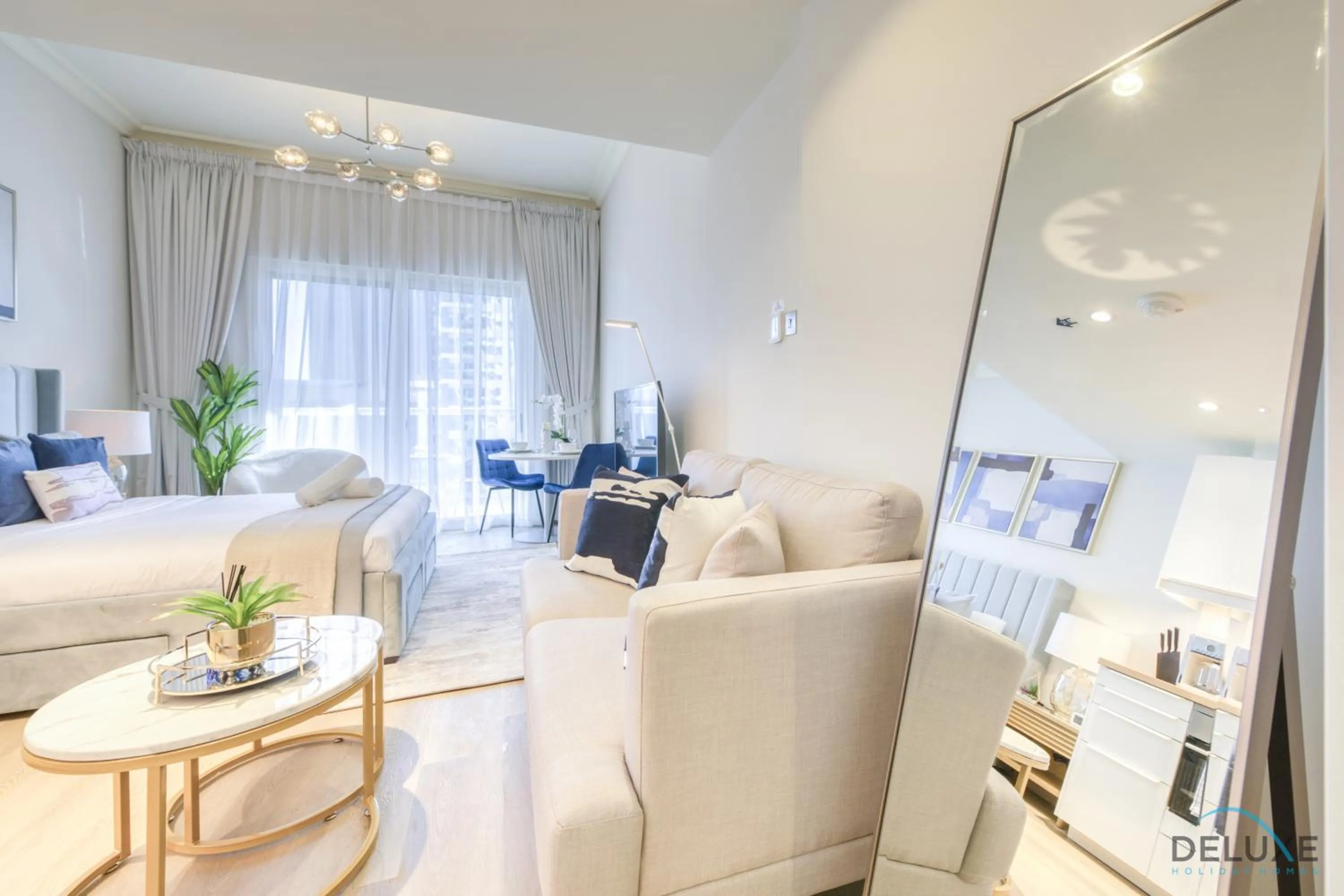 Living room in Stunning Studio at Marina Views A Dubai Marina by Deluxe Holiday Homes