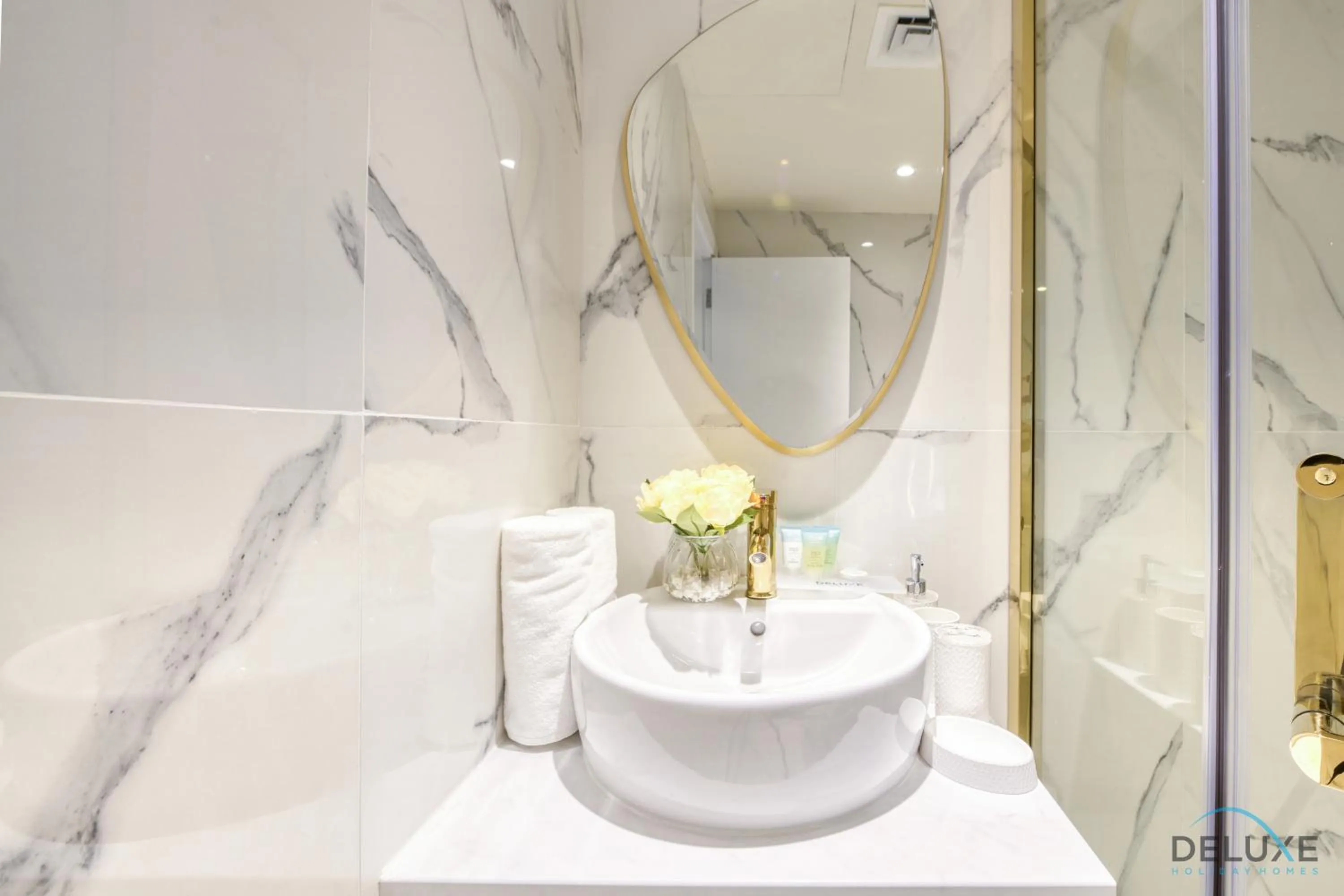 Bathroom in Stunning Studio at Marina Views A Dubai Marina by Deluxe Holiday Homes