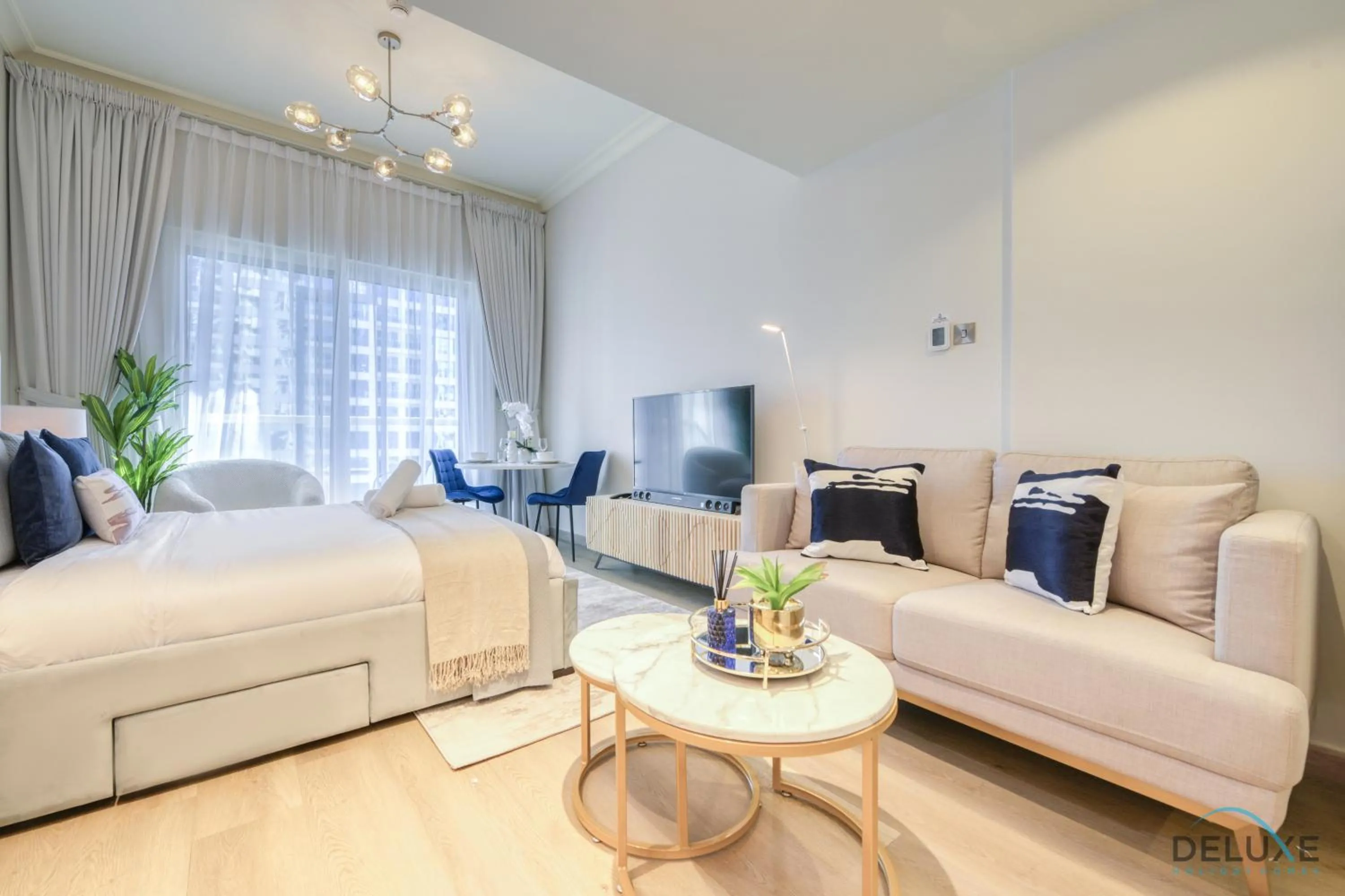 Bed in Stunning Studio at Marina Views A Dubai Marina by Deluxe Holiday Homes