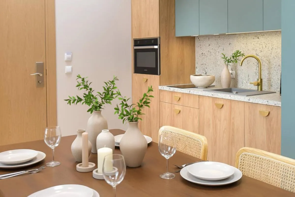 Kitchen or kitchenette in Monciak55 Sopot Apartments by StayLab