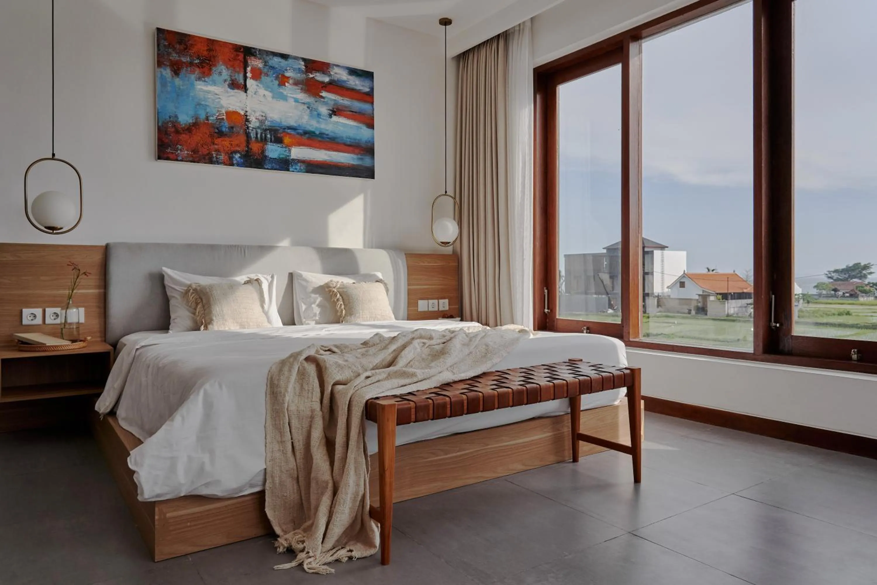 Bed in Om Cemagi Beach Villa Canggu