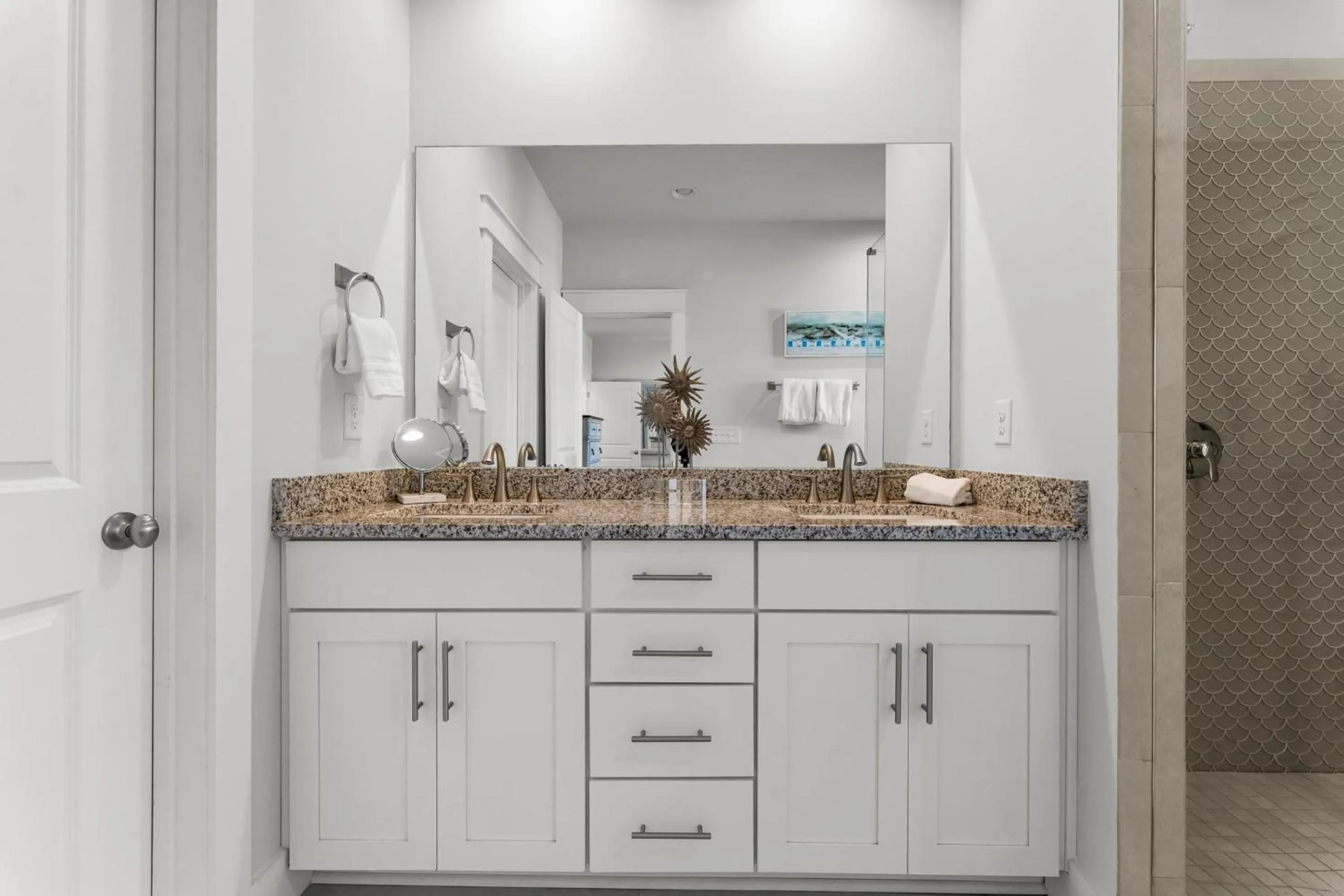 Shower in 30A Pet Friendly Beach House - 33 Sunset by Panhandle Getaways