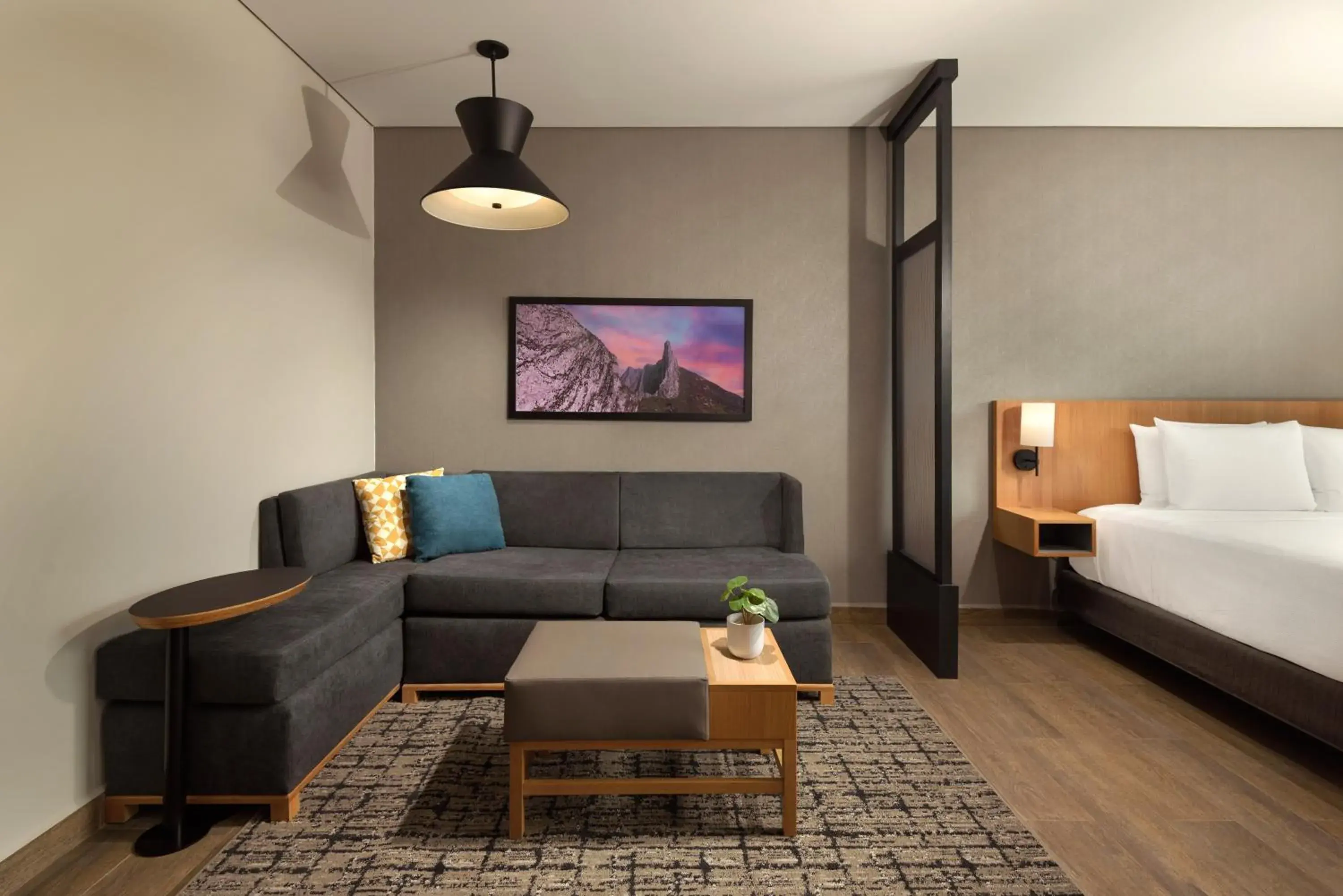 Living room, Bed in Hyatt Place Monterrey Valle Living room, Bed in Hyatt Place Monterrey Valle