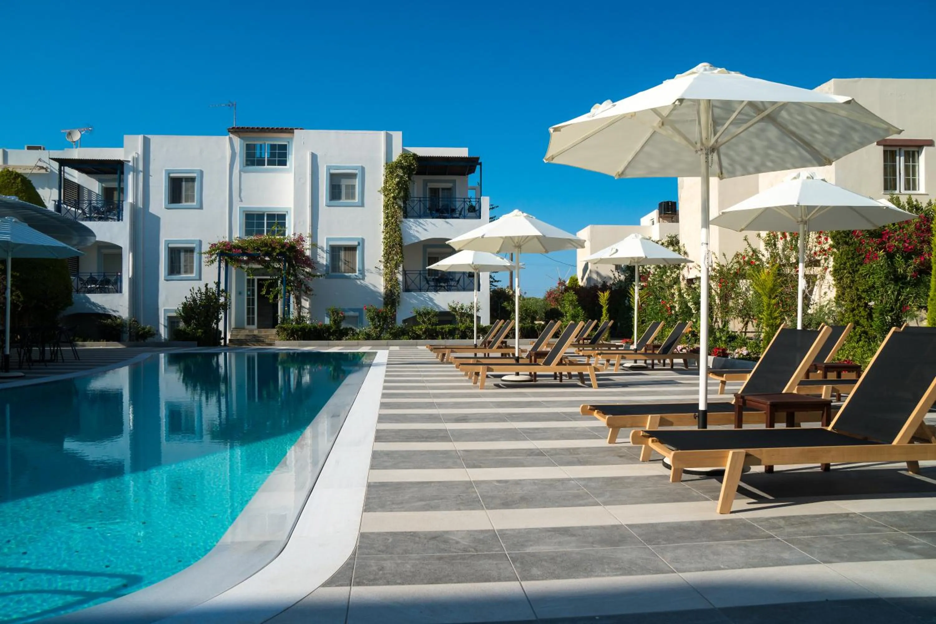 Pool view in Evdokia Suites
