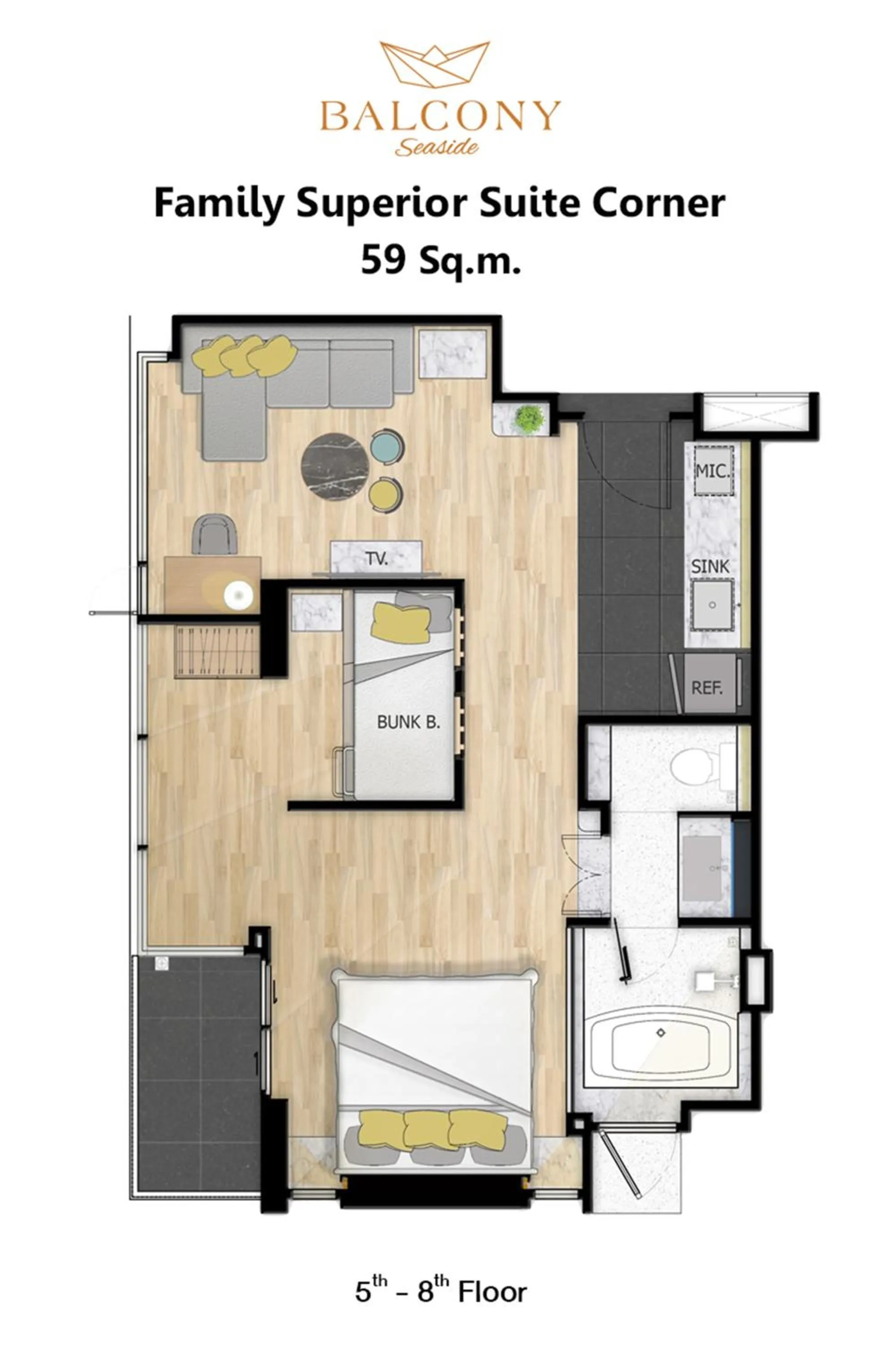 Floor plan in Balcony Seaside Sriracha Hotel & Serviced Apartments