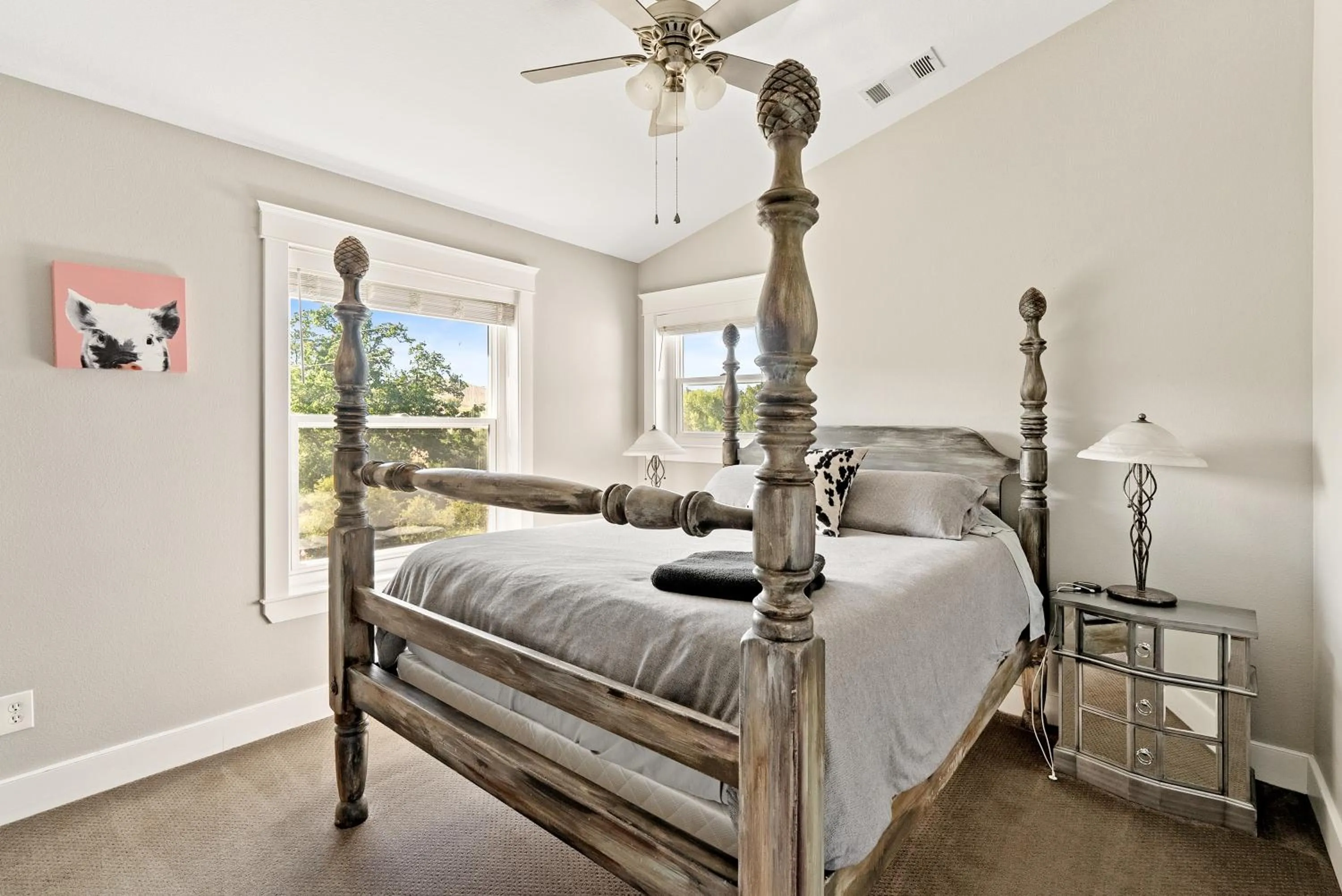 Bed in Paso Wine Country Farmhouse with Pool, Spa, Game Room