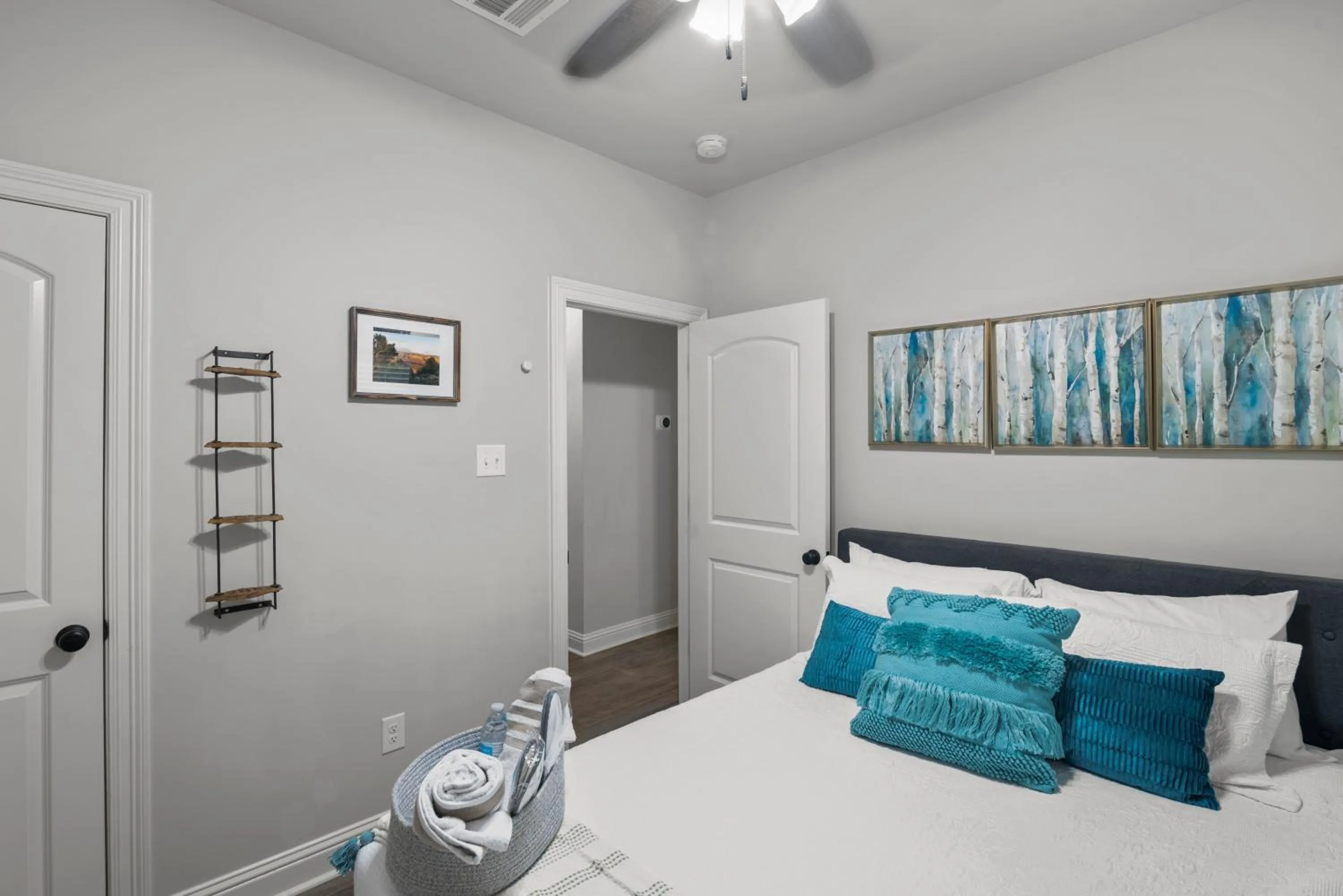 Bed in Zen House, a peaceful sanctuary in Shreveport, LA! Tv in each room