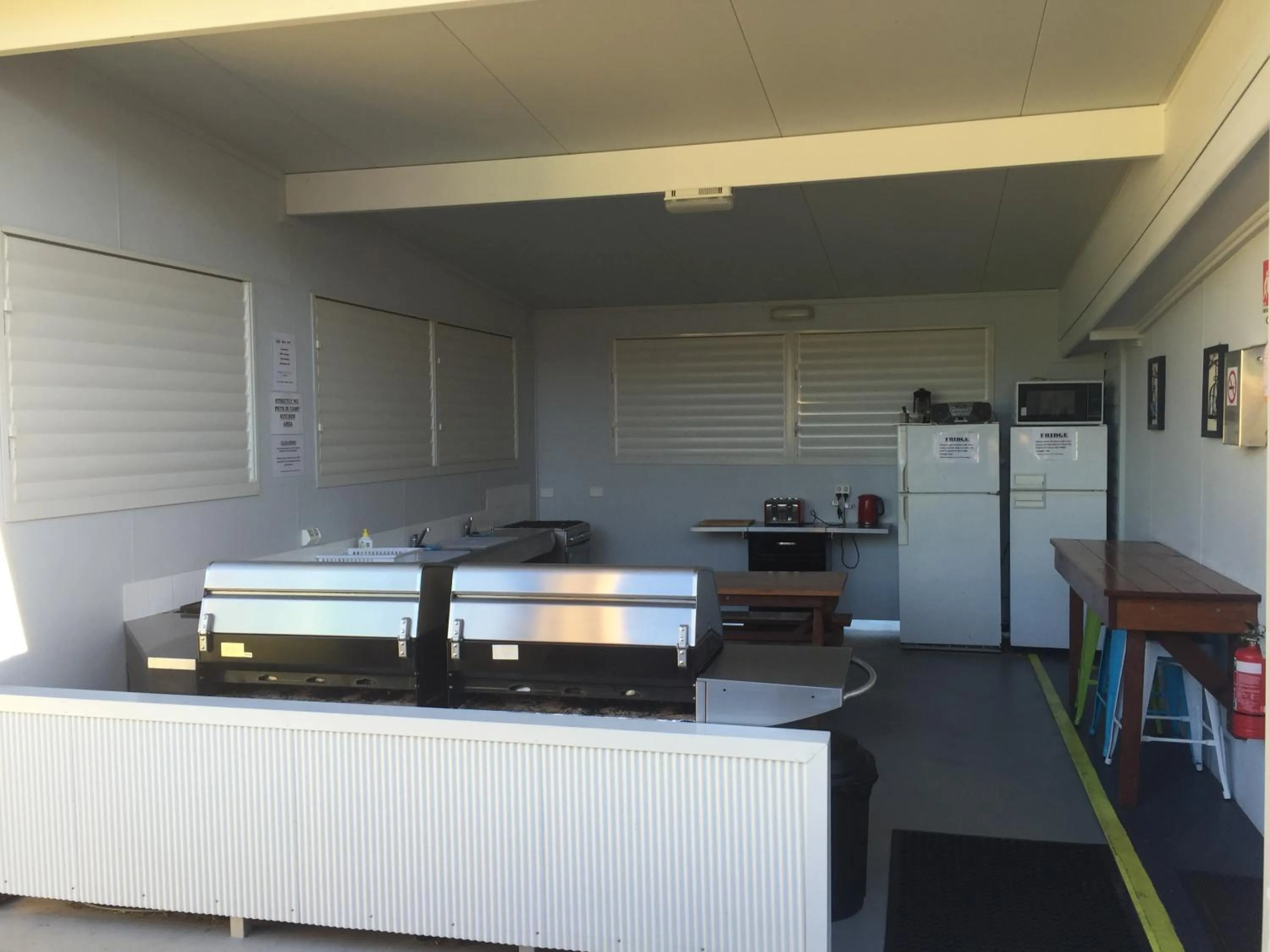 Communal kitchen in Clarence Head Caravan Park