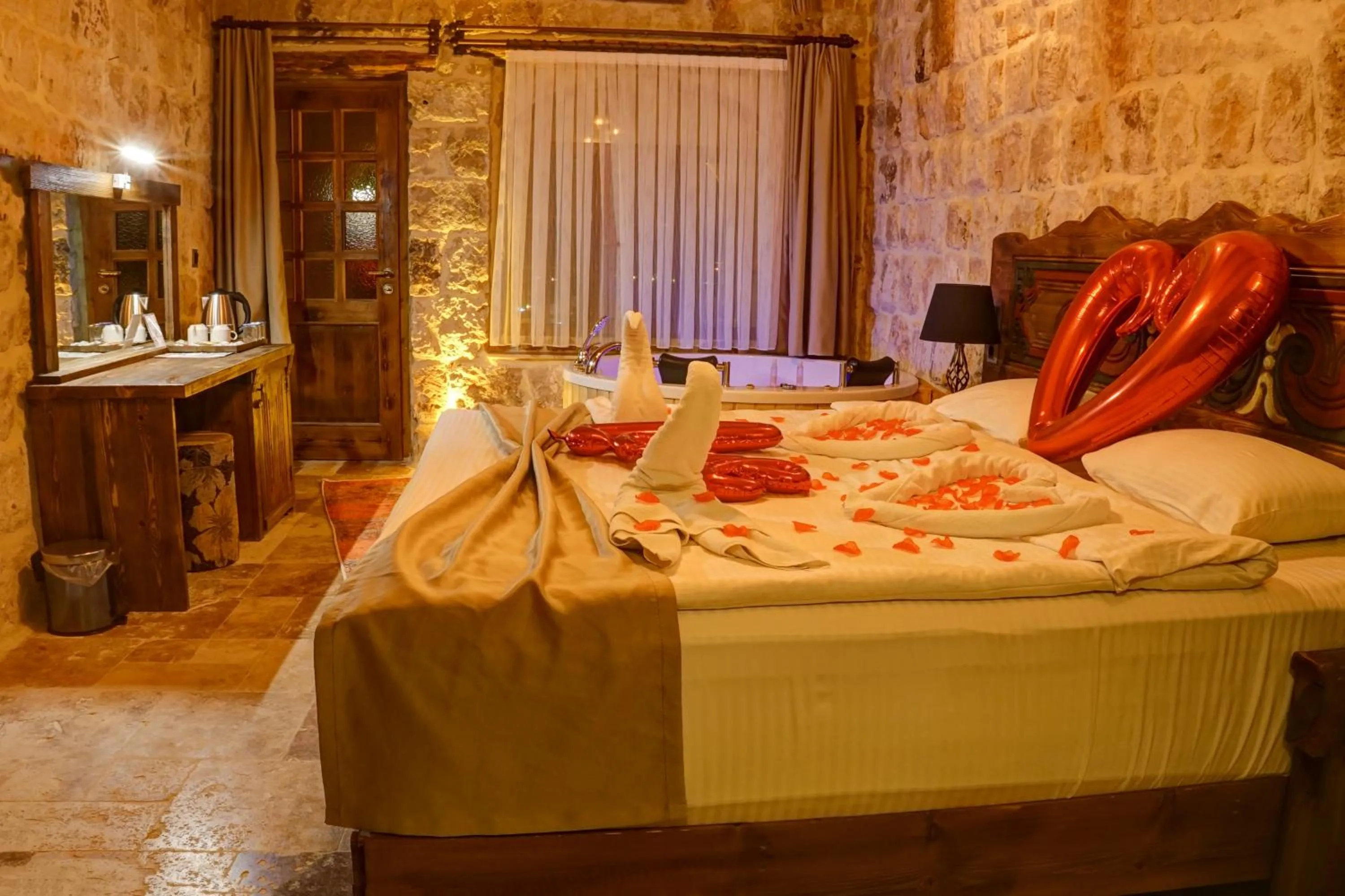 Bed in Dionysos Cave Cappadocia Hotel