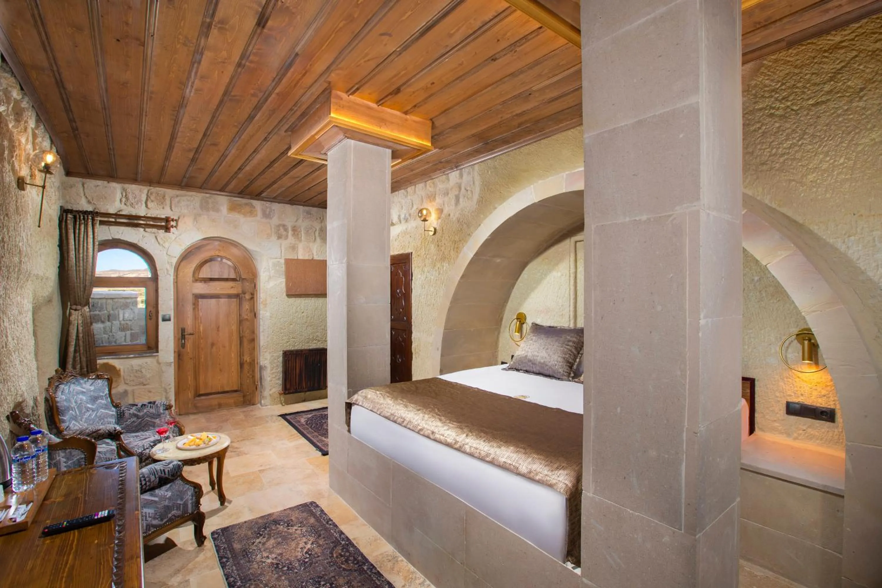 Bed in Dionysos Cave Cappadocia Hotel