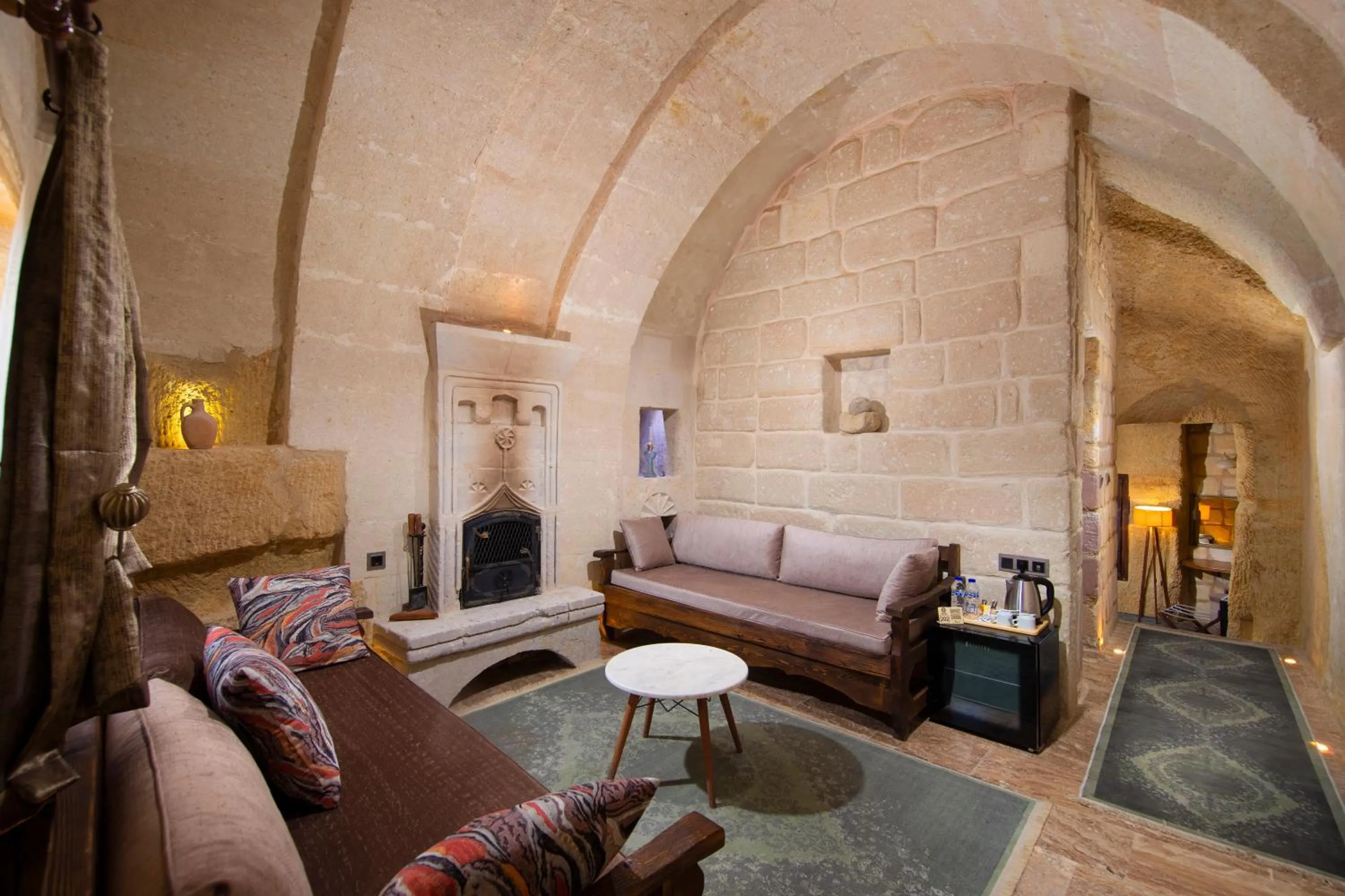 Bed in Dionysos Cave Cappadocia Hotel