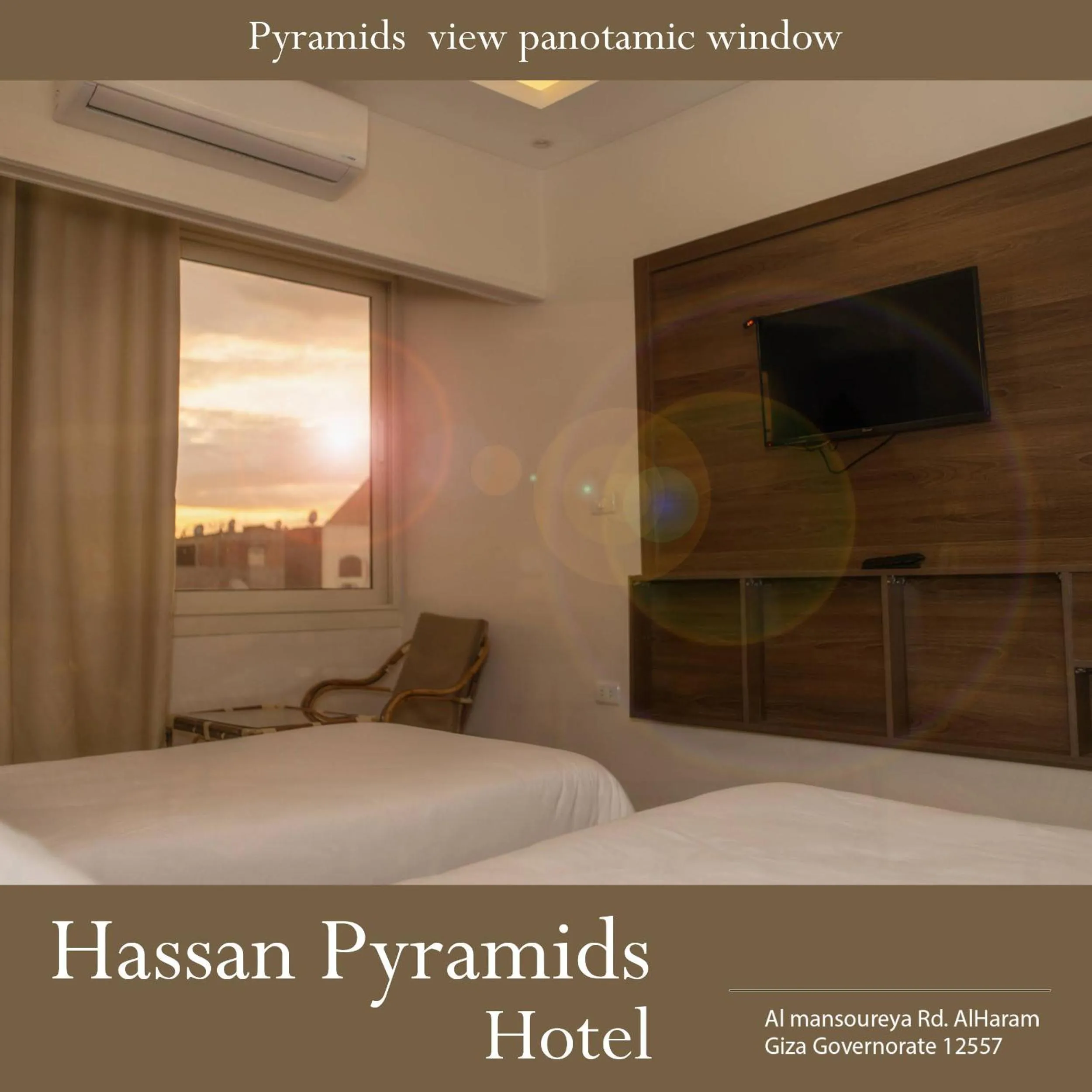 TV and multimedia, Bed in Hassan Pyramids Hotel & free access Rooftop & airport pickup