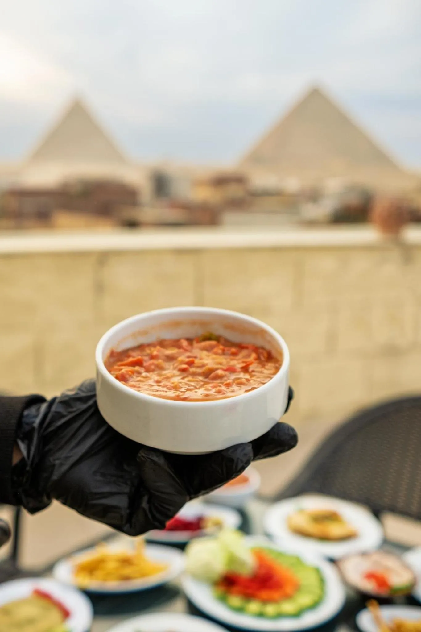 Restaurant/places to eat in Hassan Pyramids Hotel & free access Rooftop & airport pickup