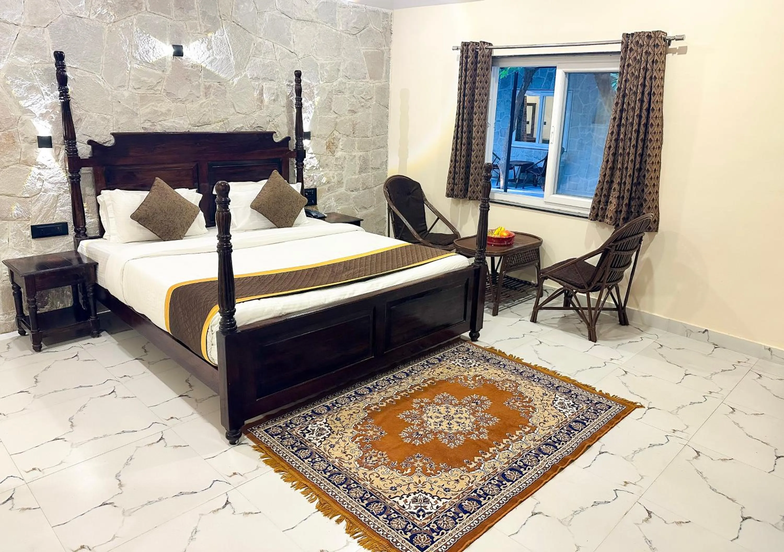 View (from property/room), Bed in Ranthambhore National Resort