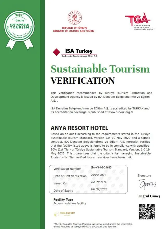 Logo/Certificate/Sign in ANYA RESORT HOTEL