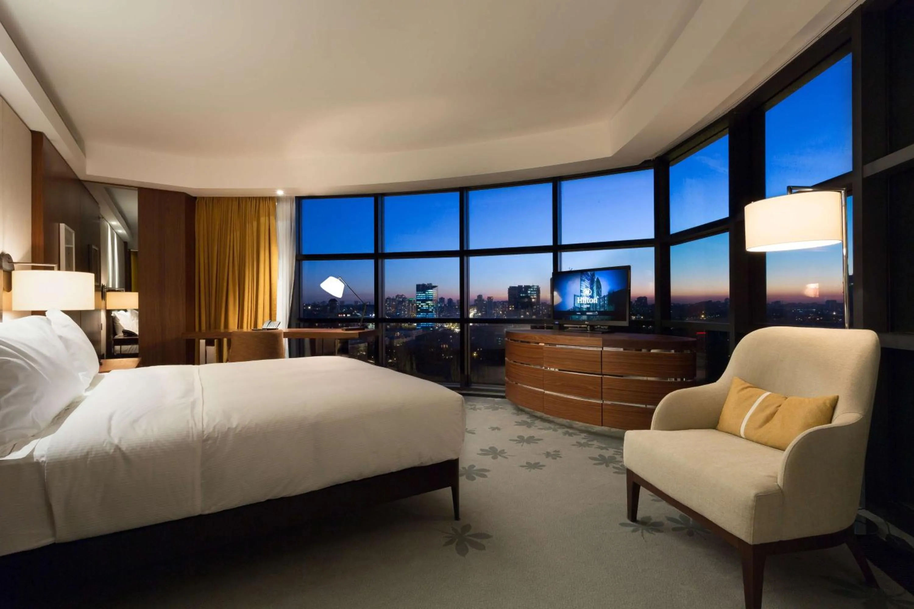 View (from property/room), Bed in Hilton Kyiv