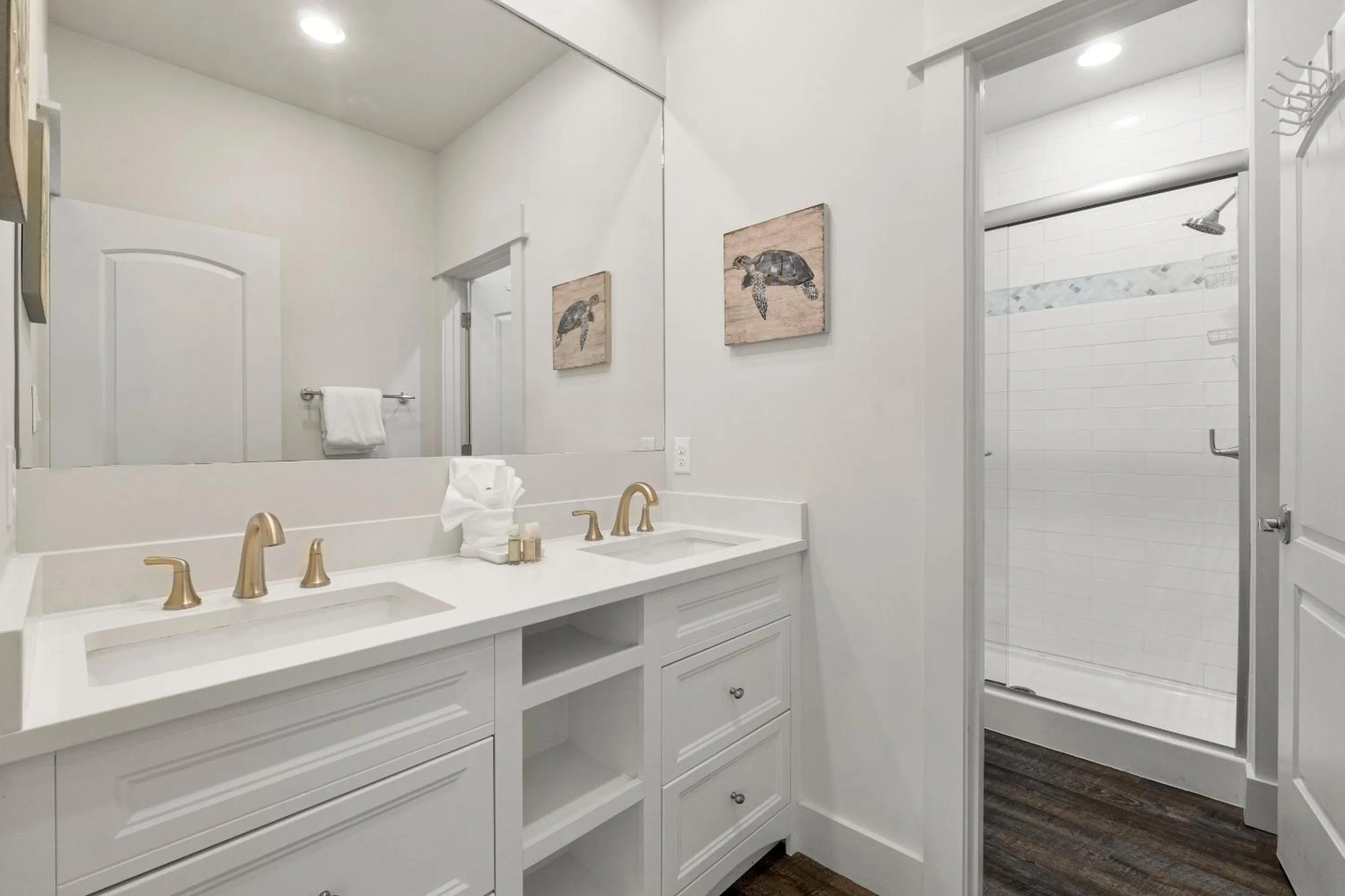 Shower in 30A Beach House - Summerwind at TreeTop by Panhandle Getaways