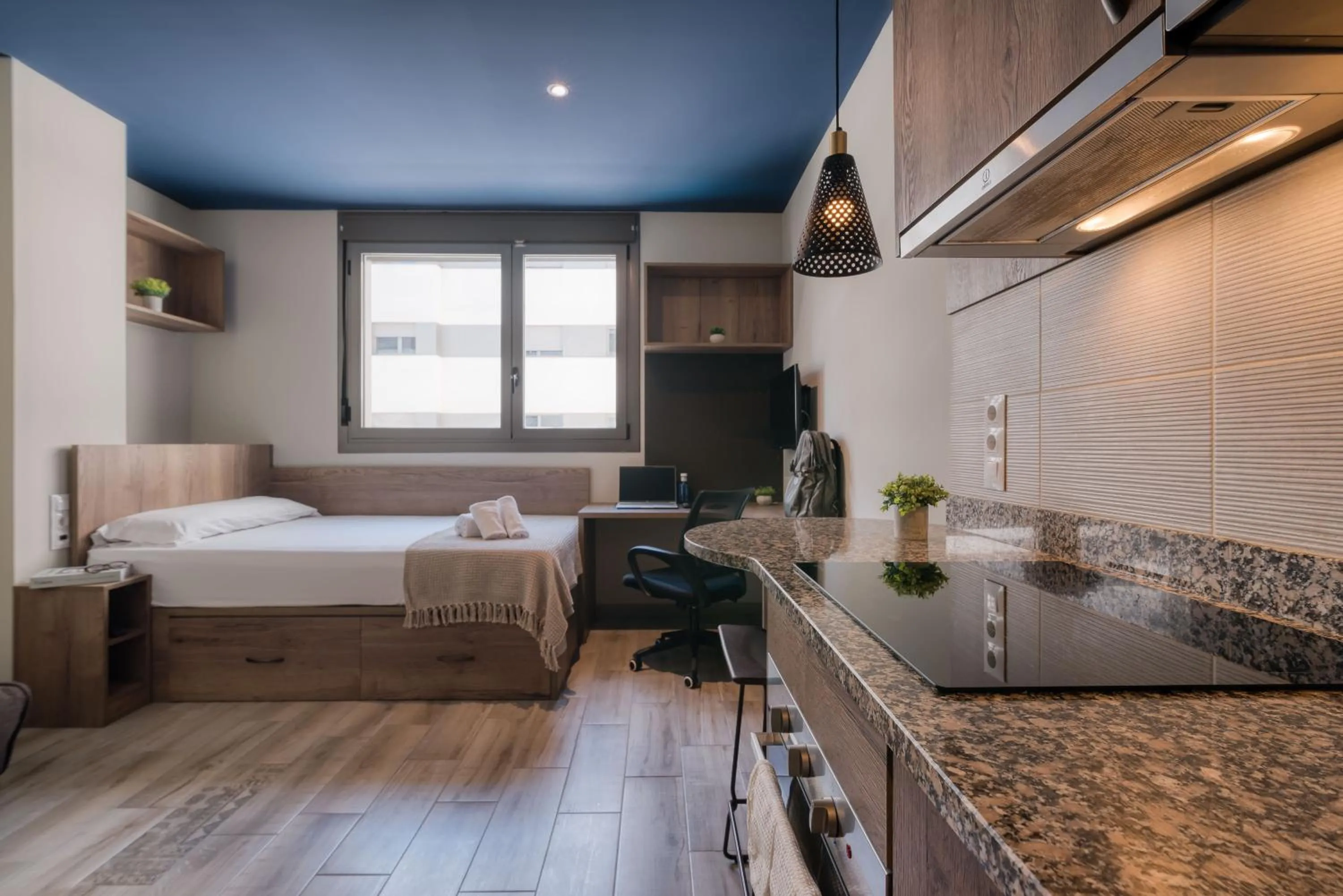 Bed in Livensa Living Studios Valencia Marina Real Hotel-Apartamento