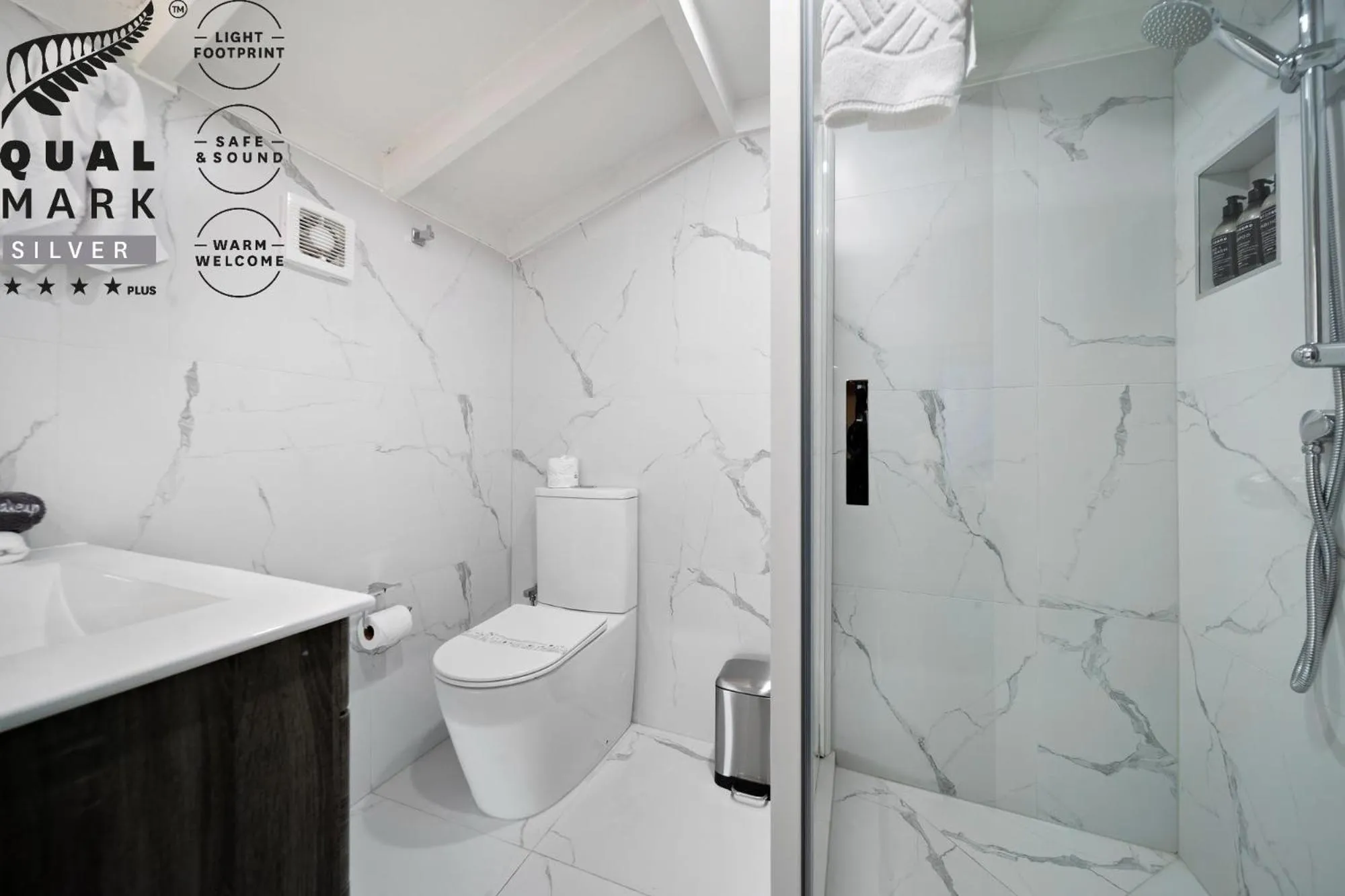 Shower in Lakeview Colonial Motel