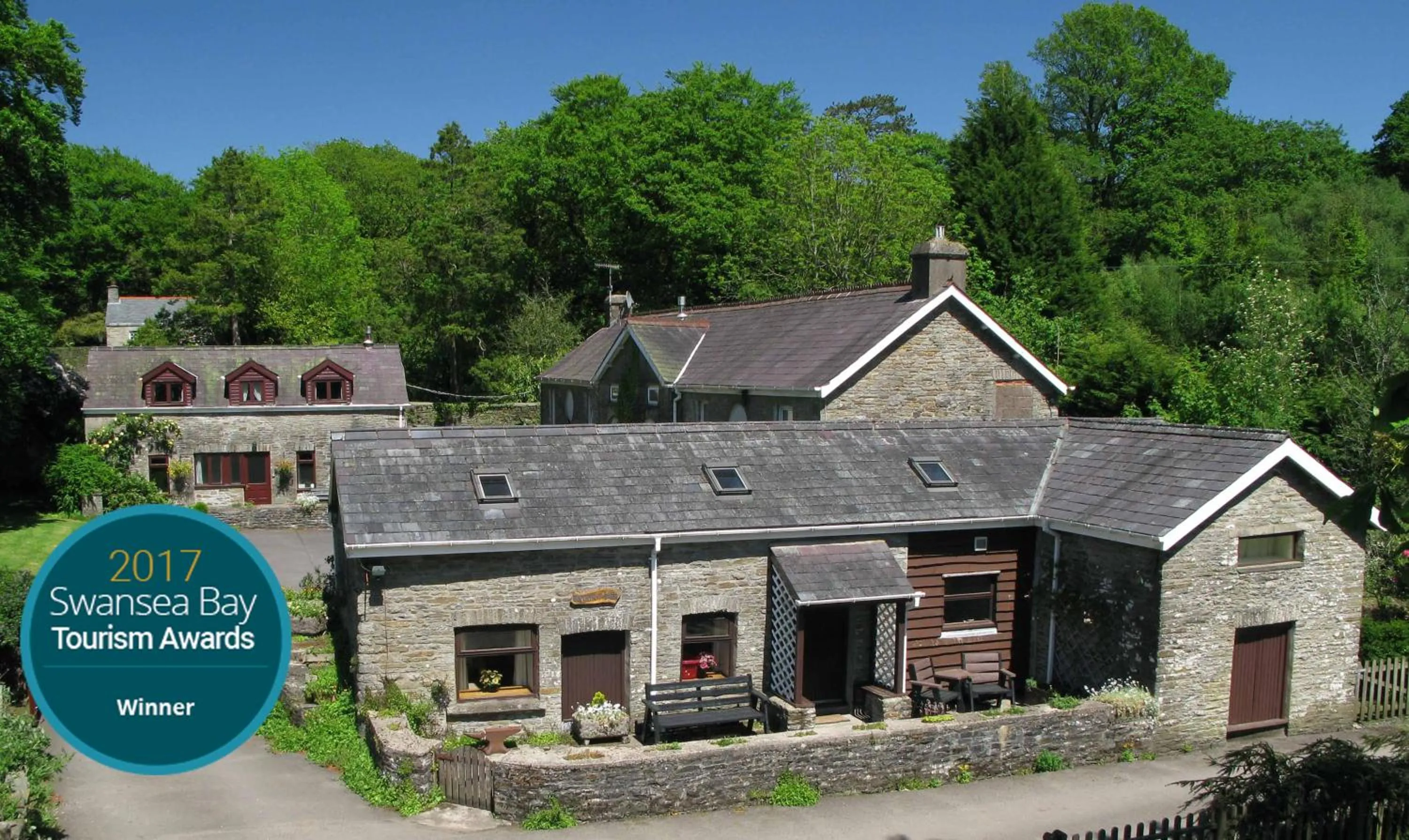 Bird's eye view in Swansea Valley Holiday Cottages