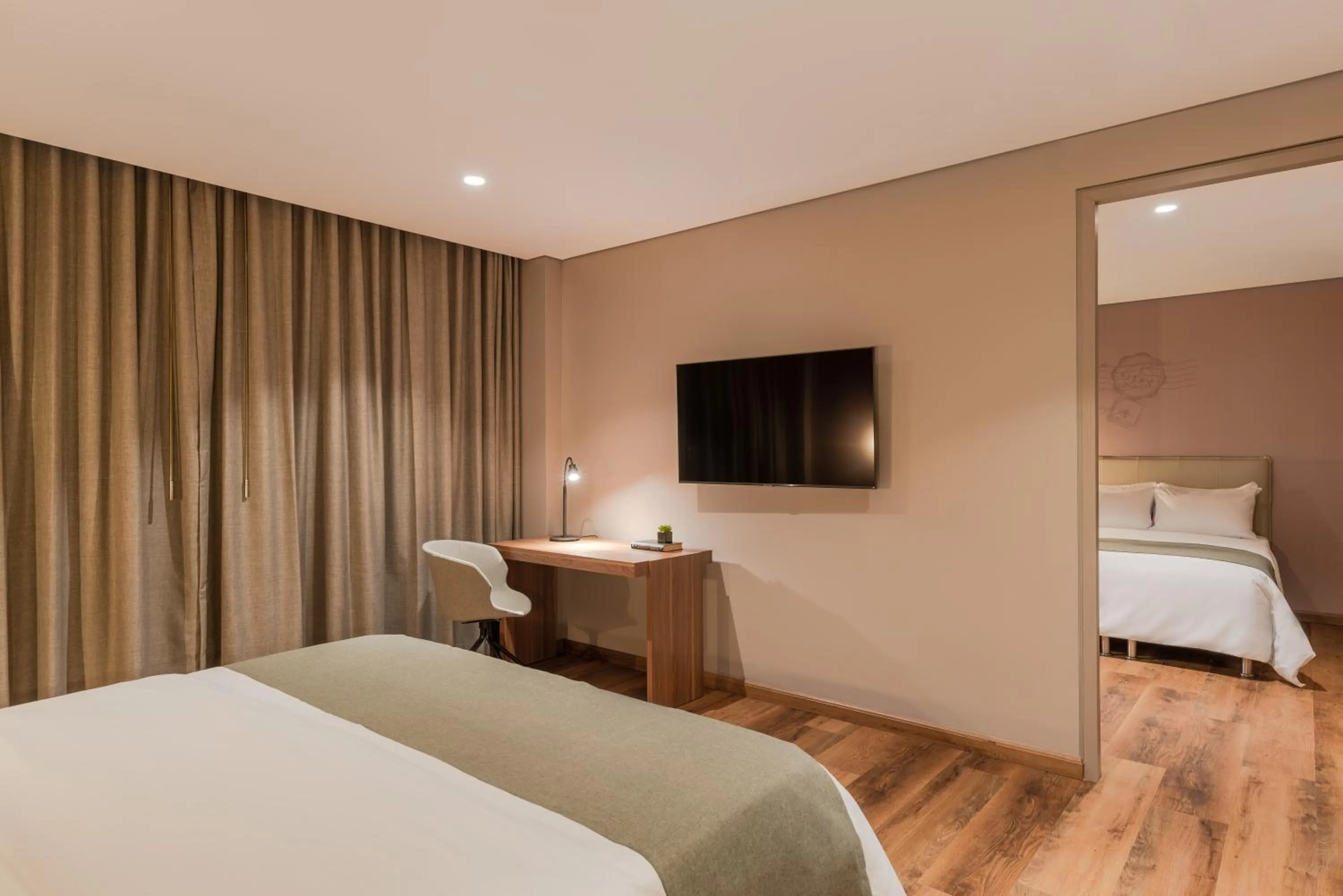 Communal lounge/ TV room, Bed in Hotel Sites Barranquilla