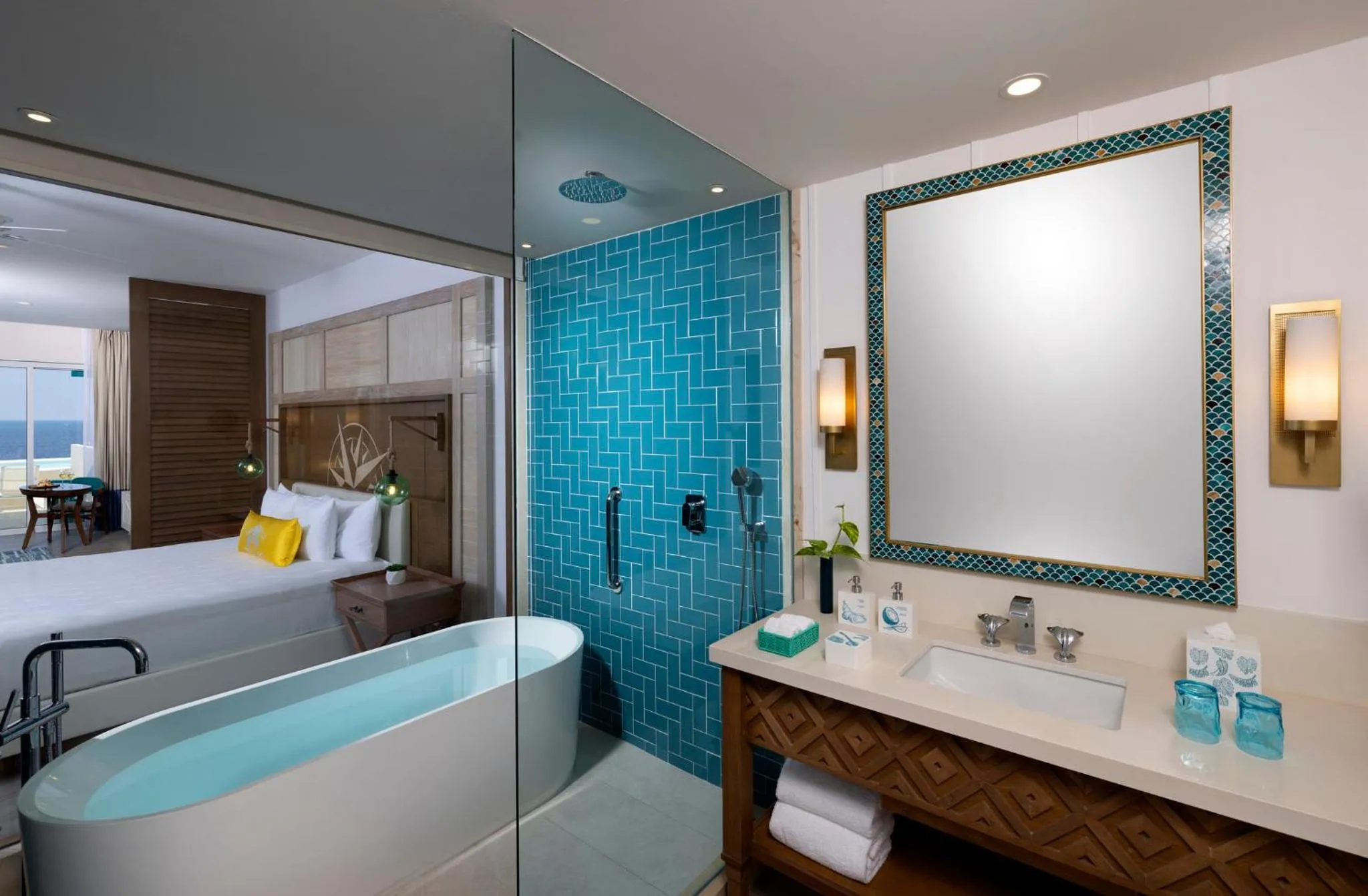 Bathroom, Bed in Margaritaville Island Reserve Riviera Maya - An Adults Only Karisma All-Inclusive Experience