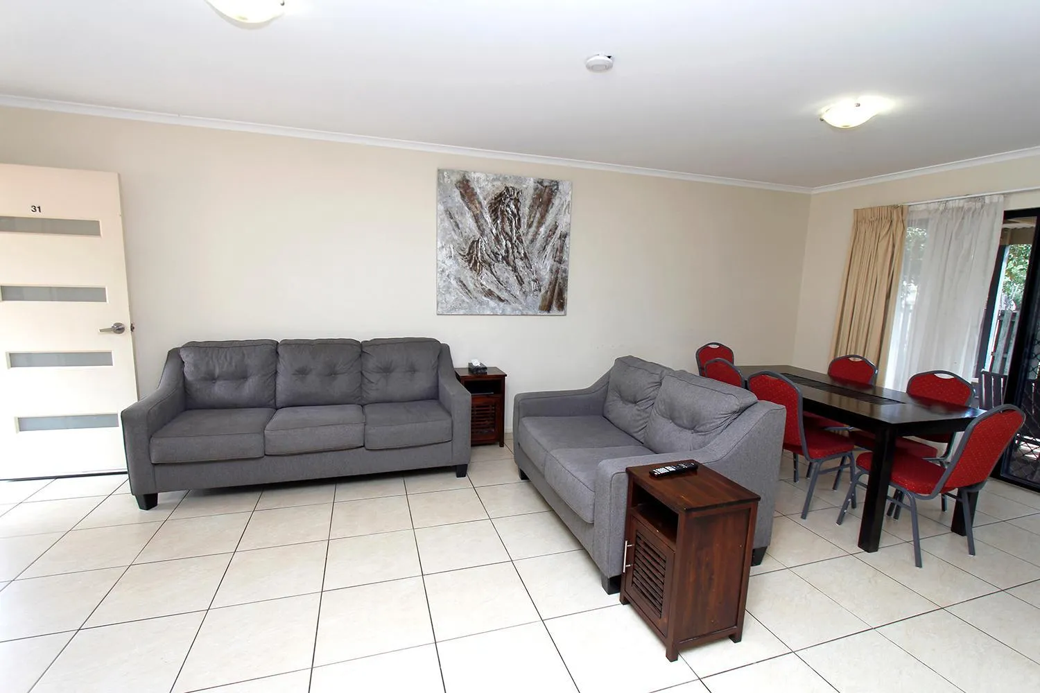 Living room in The Palms Motel