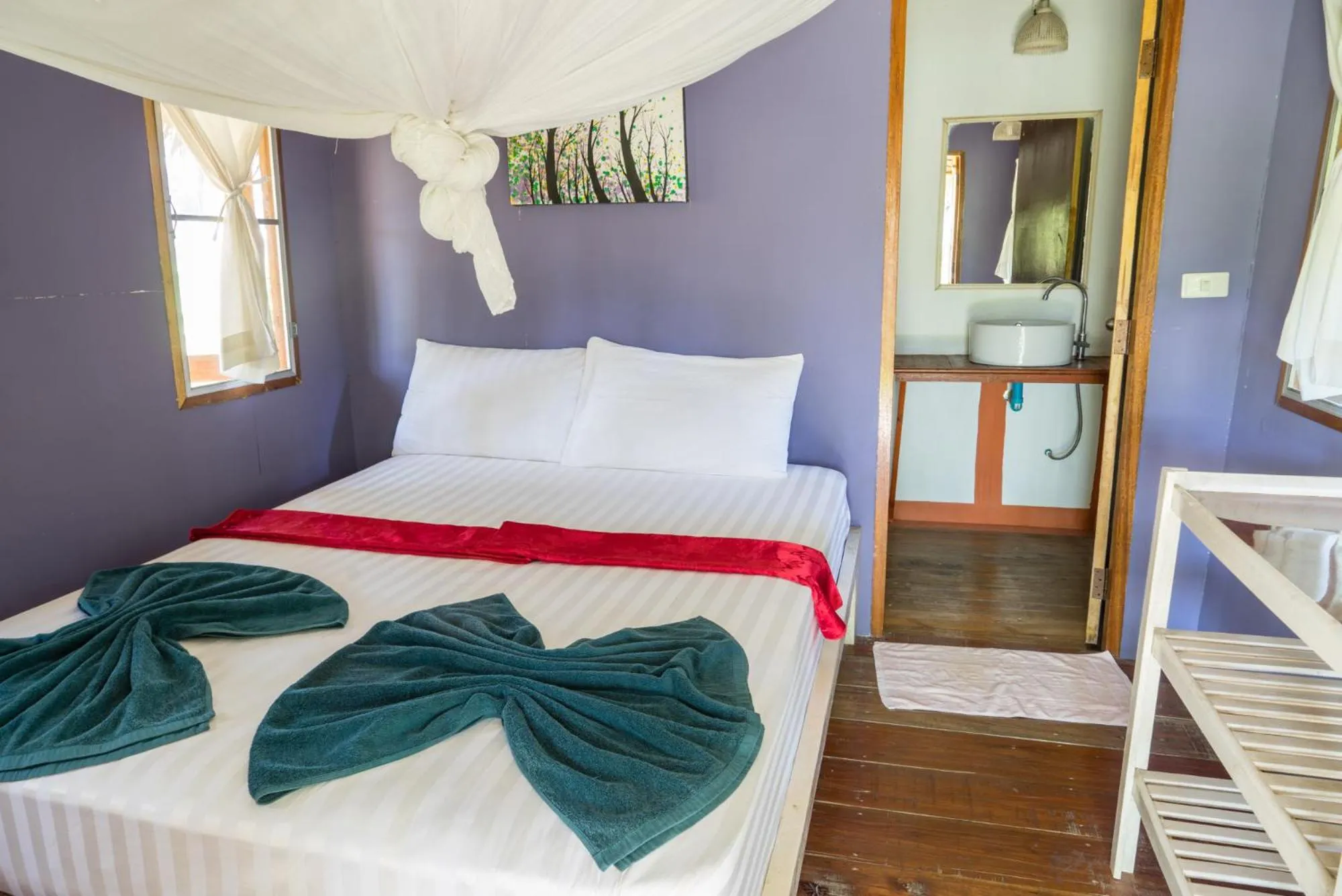 Seating area, Bed in Rabbit Bungalow