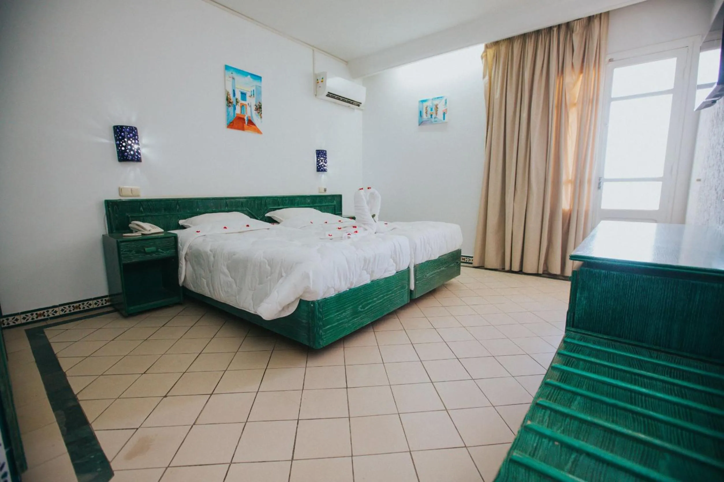 Bed in Hotel Soussana