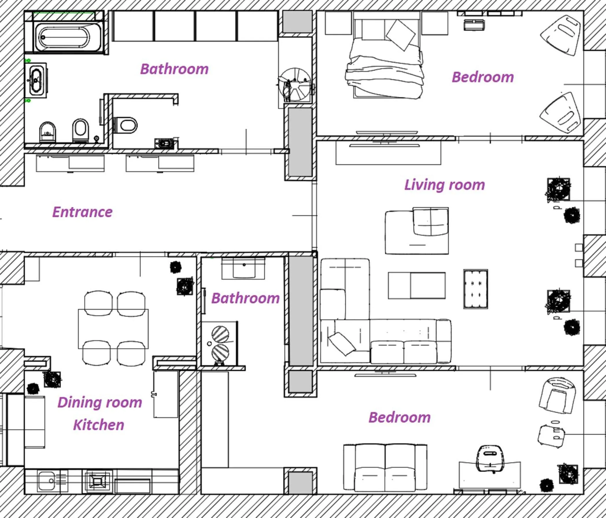 Floor plan in BonBon Style Apartman Budapest