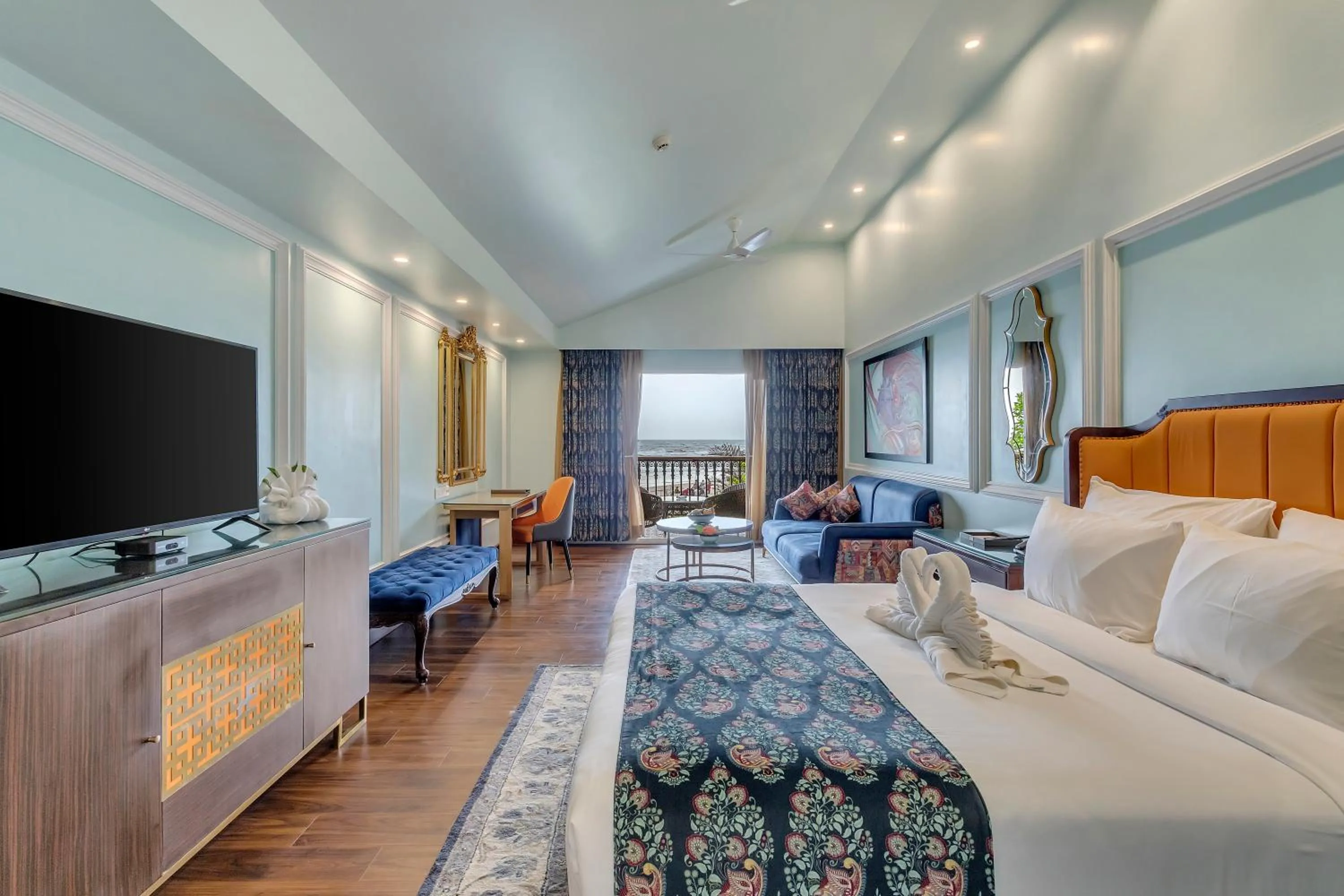 Seating area, Bed in Mayfair On Sea, Morjim Beach, Goa