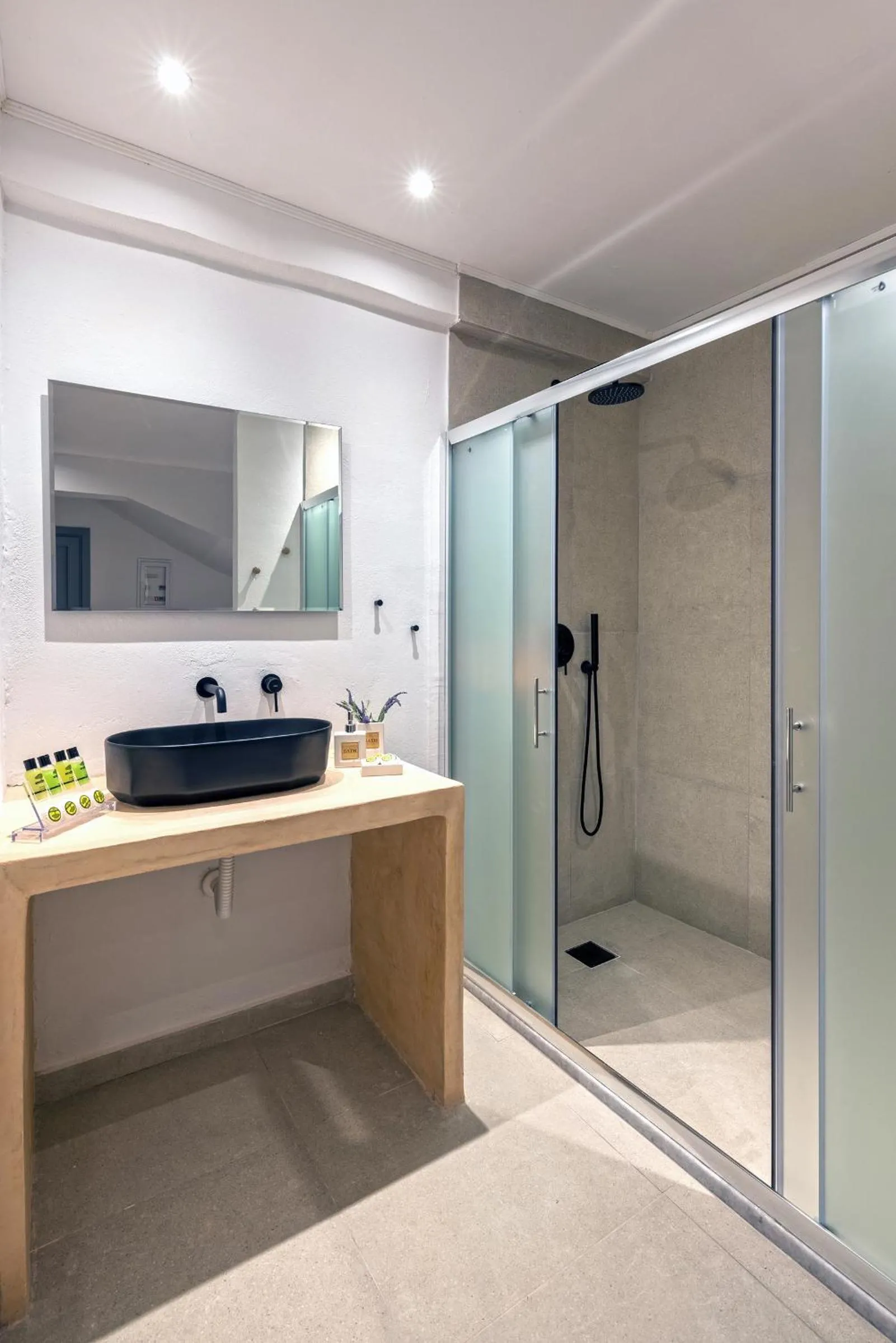 Bathroom in Chrysonisos Suites with Sunset & Seaviews near Kini