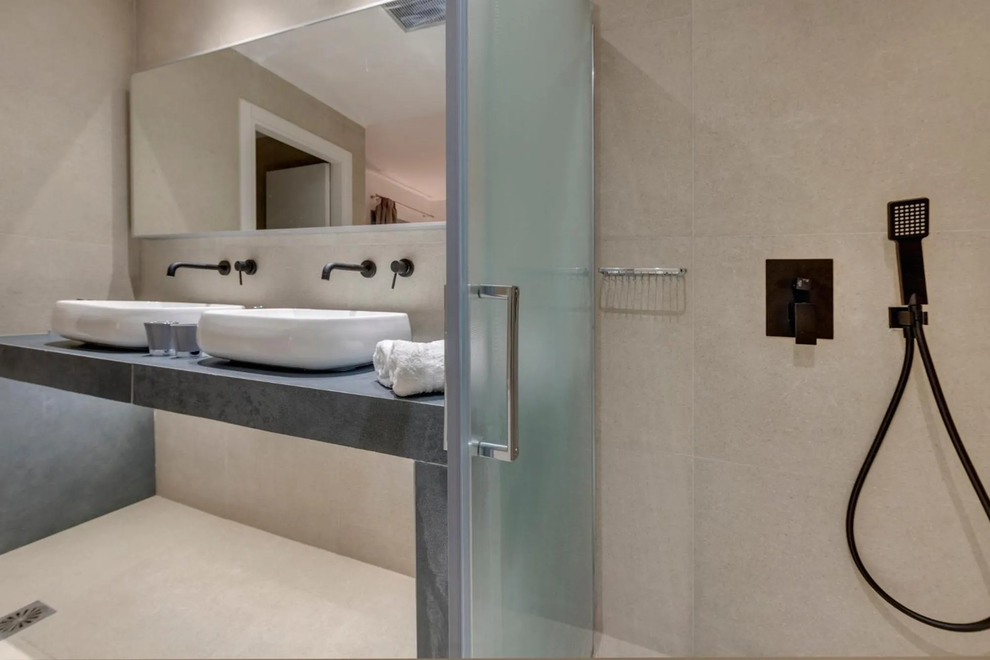Bathroom, Bed in Chrysonisos Suites with Sunset & Seaviews near Kini