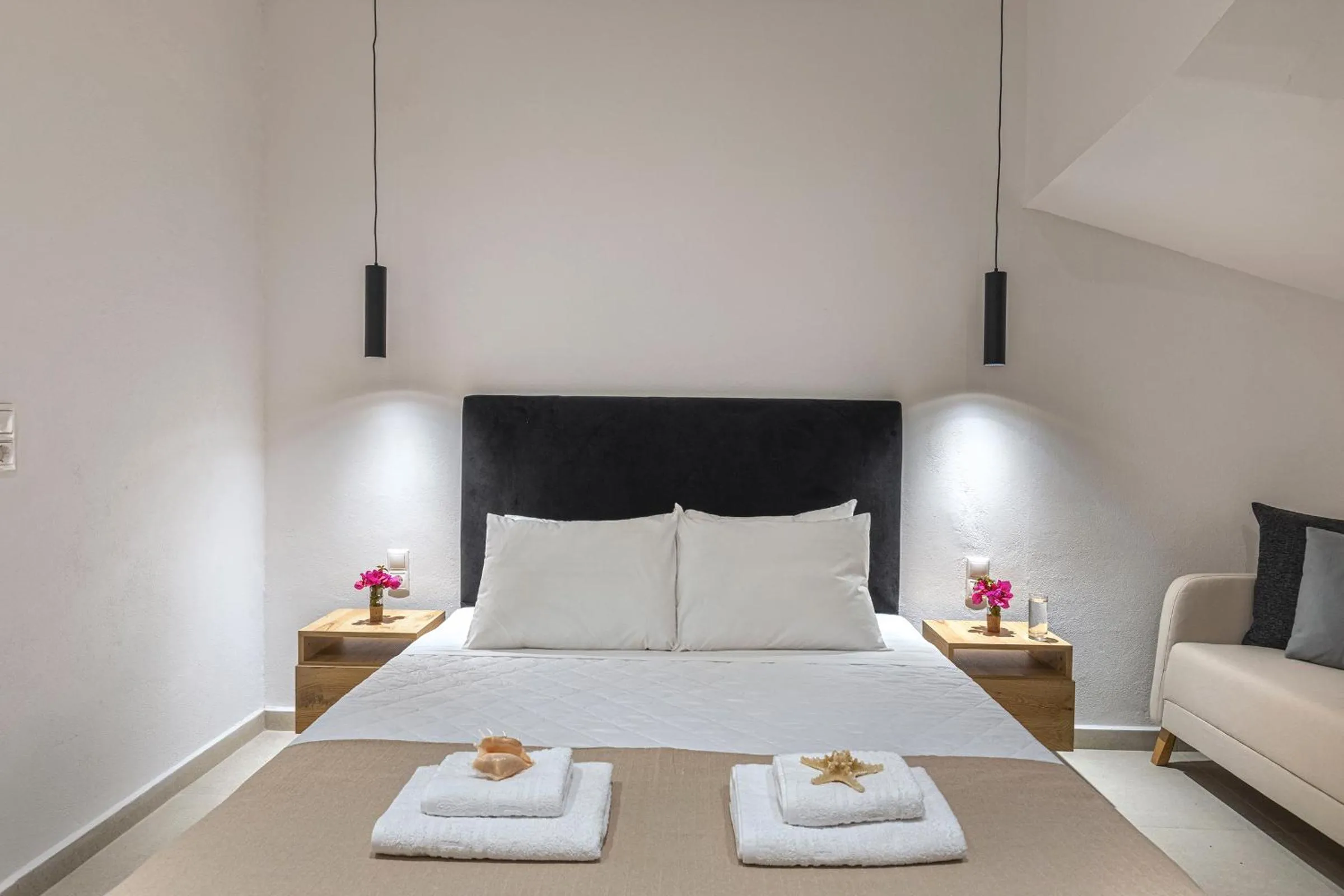 Bedroom, Bed in Chrysonisos Suites with Sunset & Seaviews near Kini