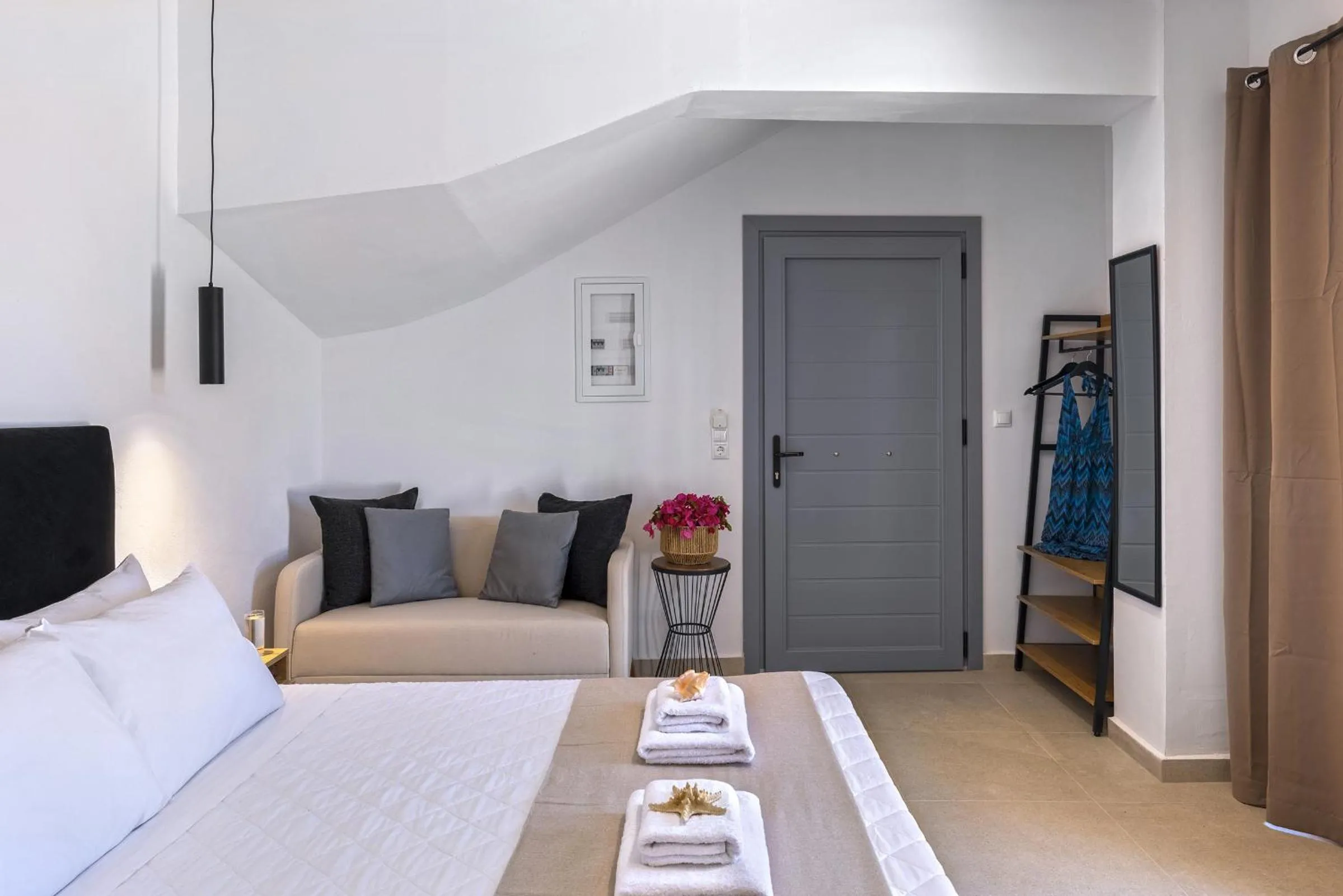 Bedroom, Bed in Chrysonisos Suites with Sunset & Seaviews near Kini