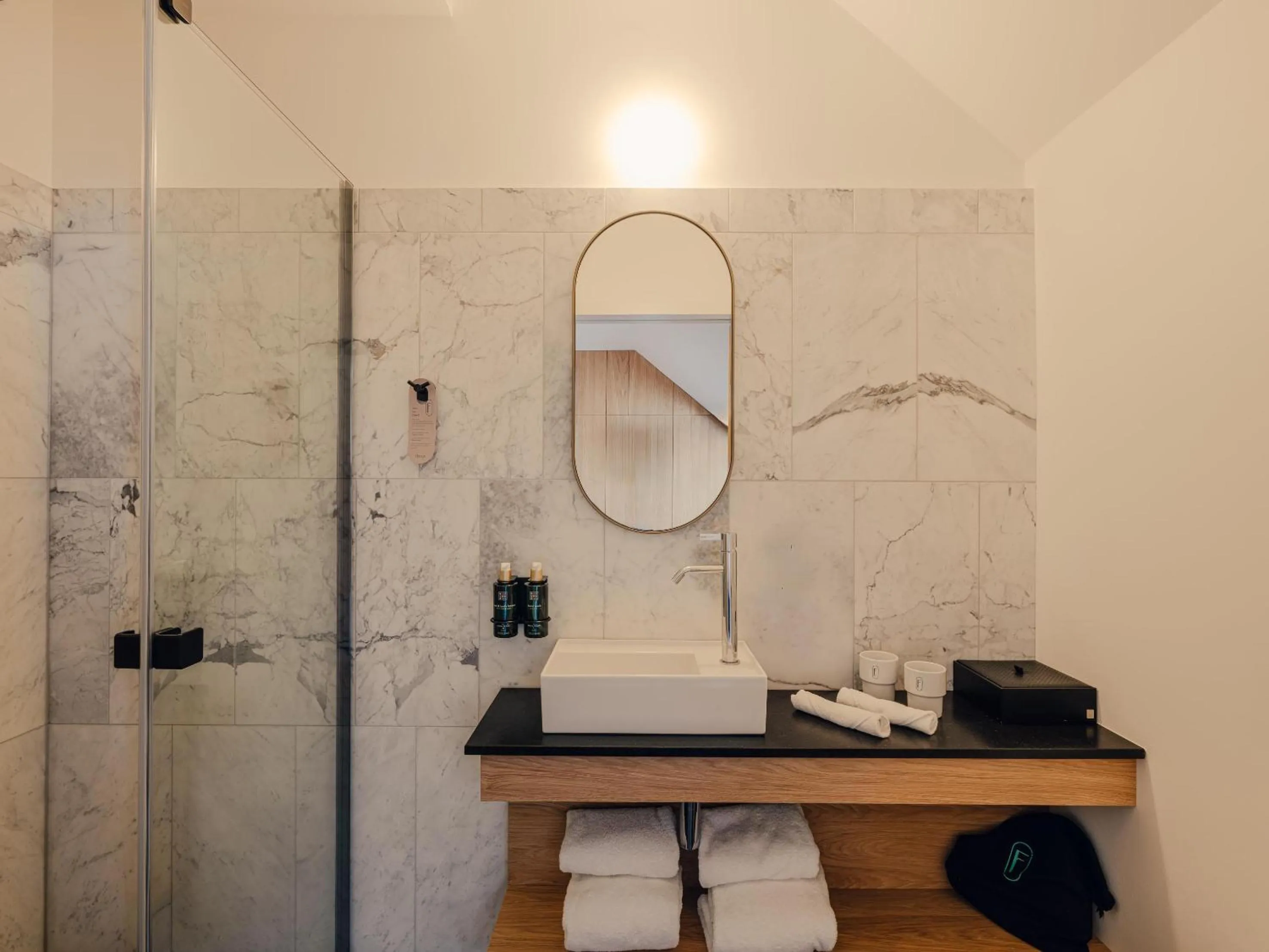 Bathroom in Flaner Hotel, WorldHotels Crafted