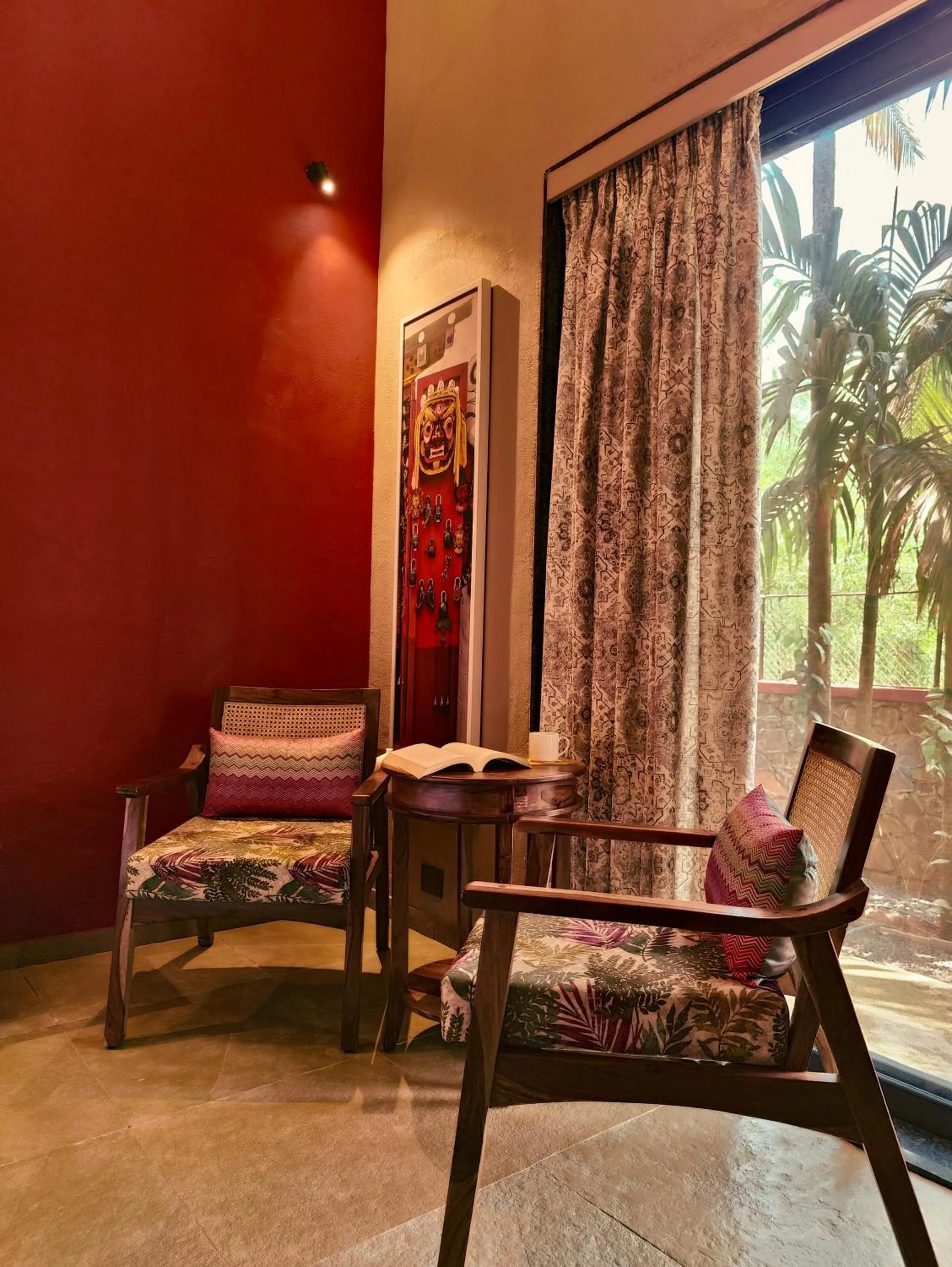 Seating area in SaffronStays Kimaya, Alibaug