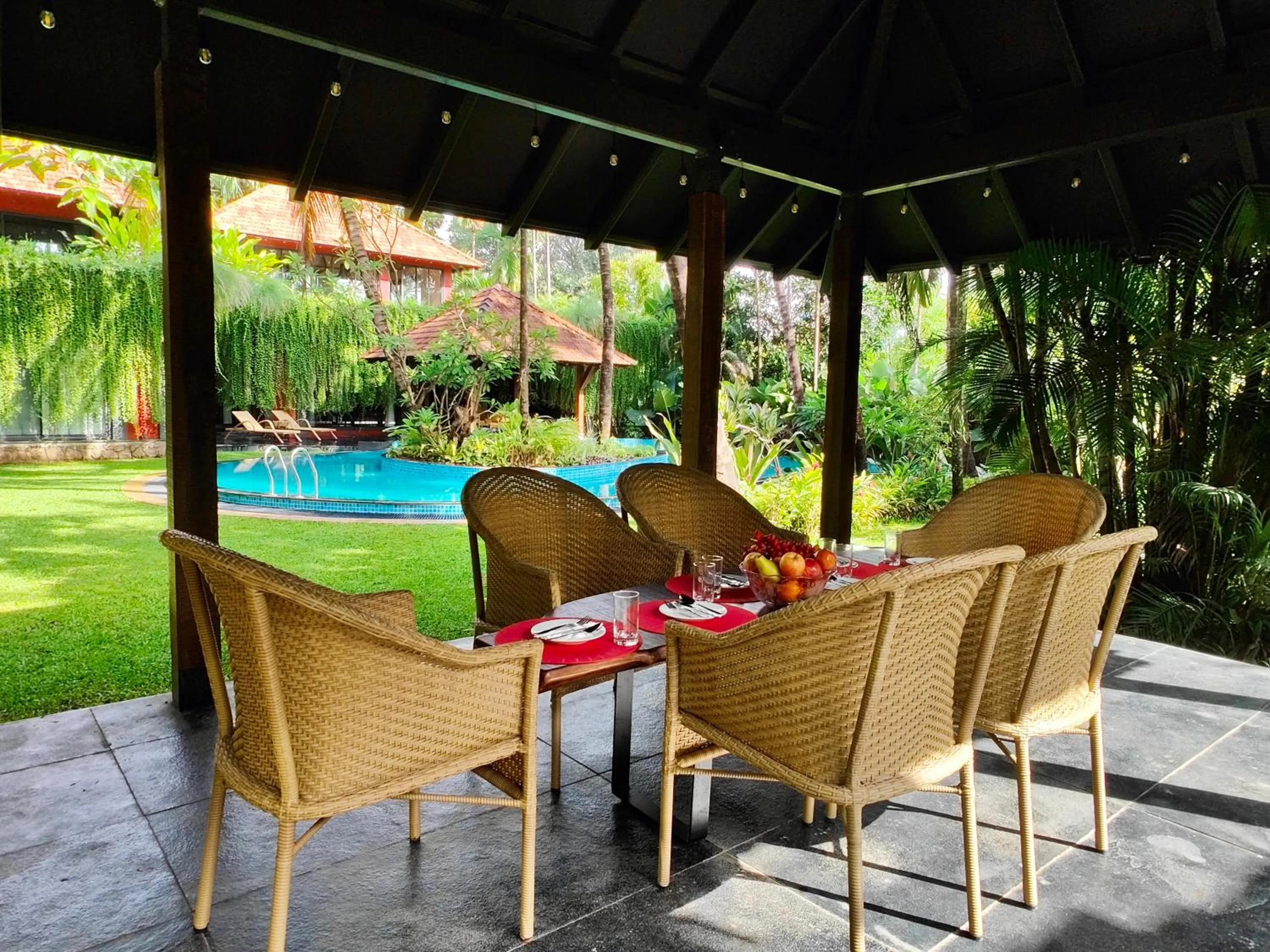Seating area in SaffronStays Kimaya, Alibaug