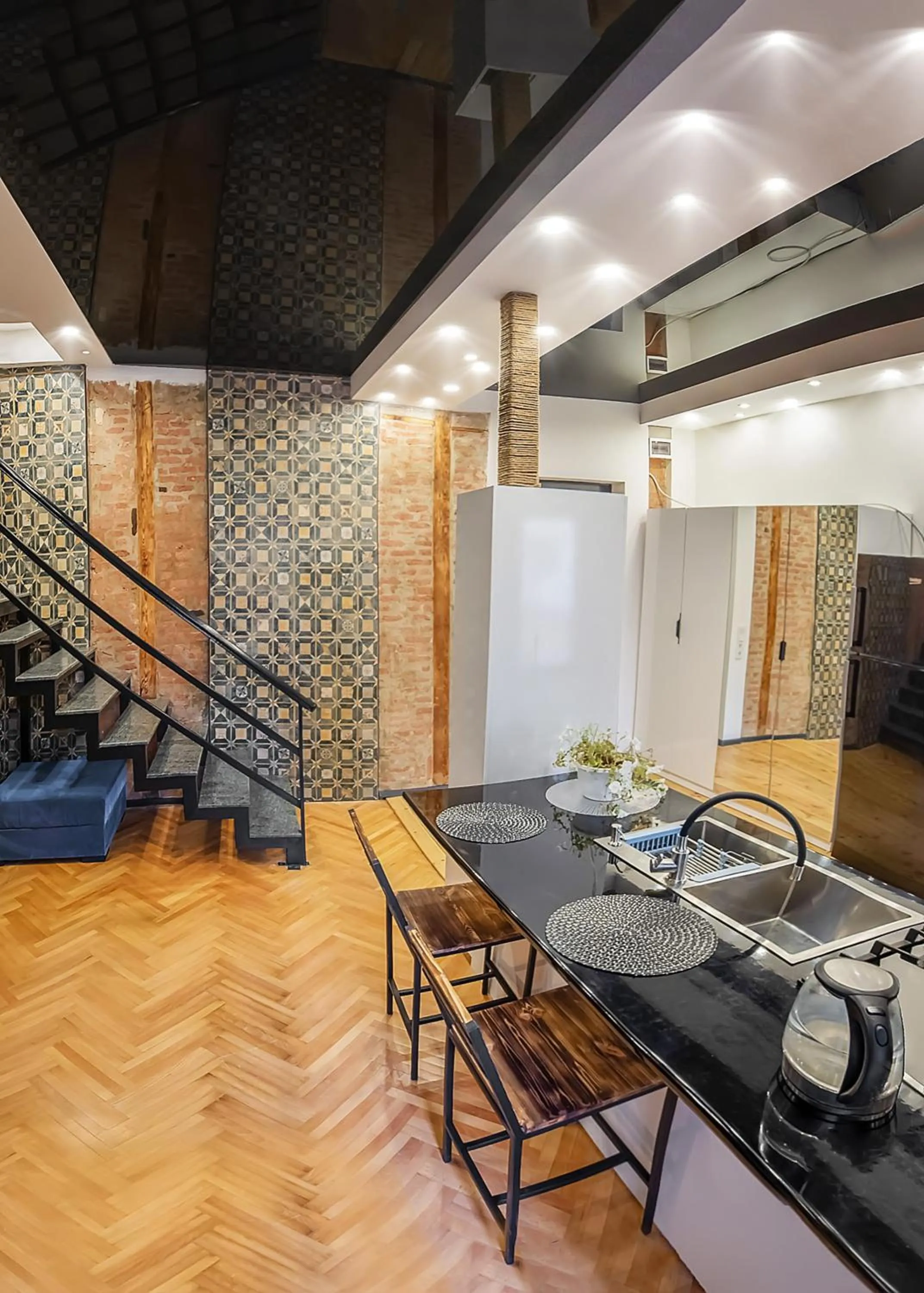 Kitchen or kitchenette in HB apartments Aghmashenebeli