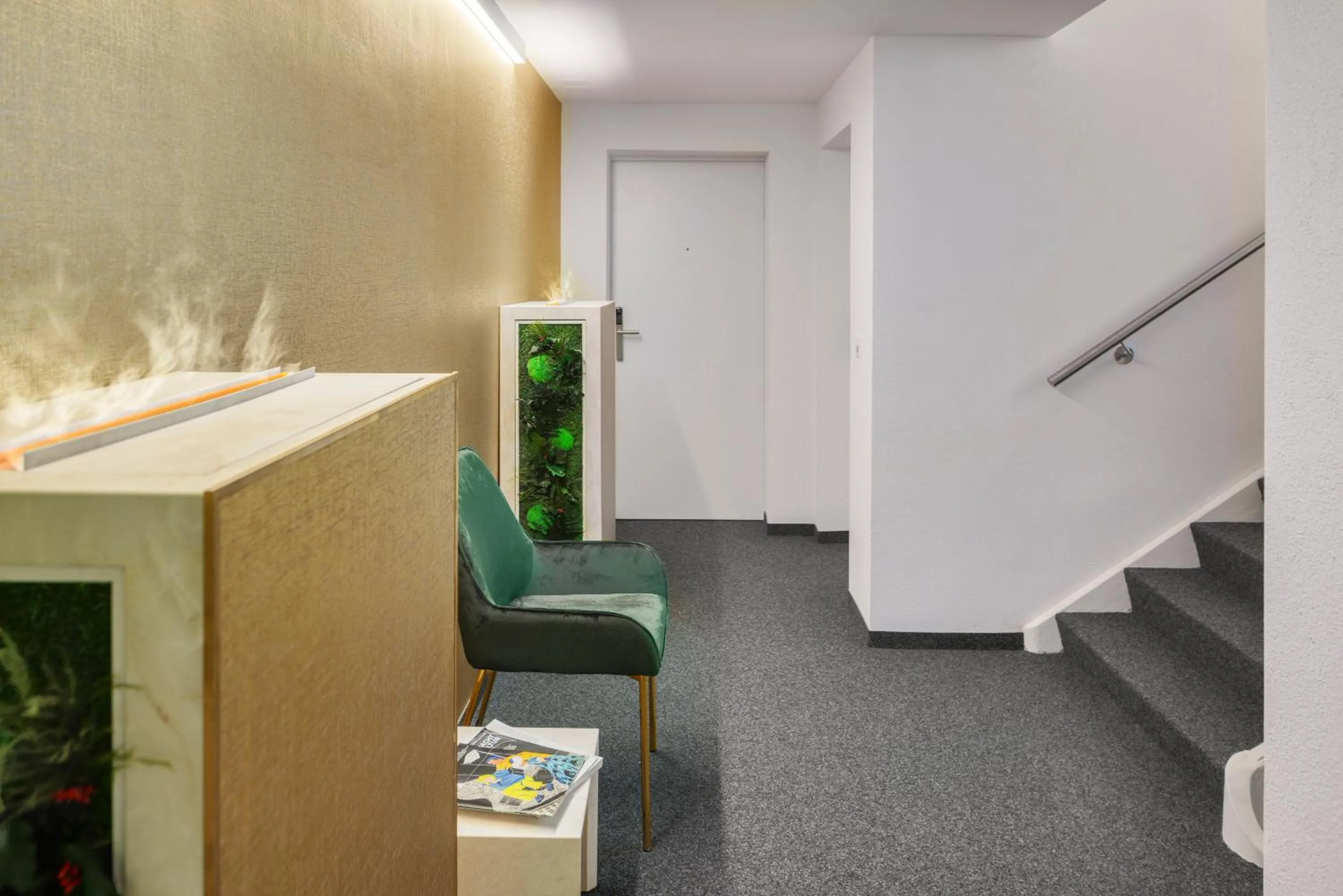 Lobby or reception in VISIMO Apartments Steigerstrasse St Gallen - Modern Living near OLMA & Hospital