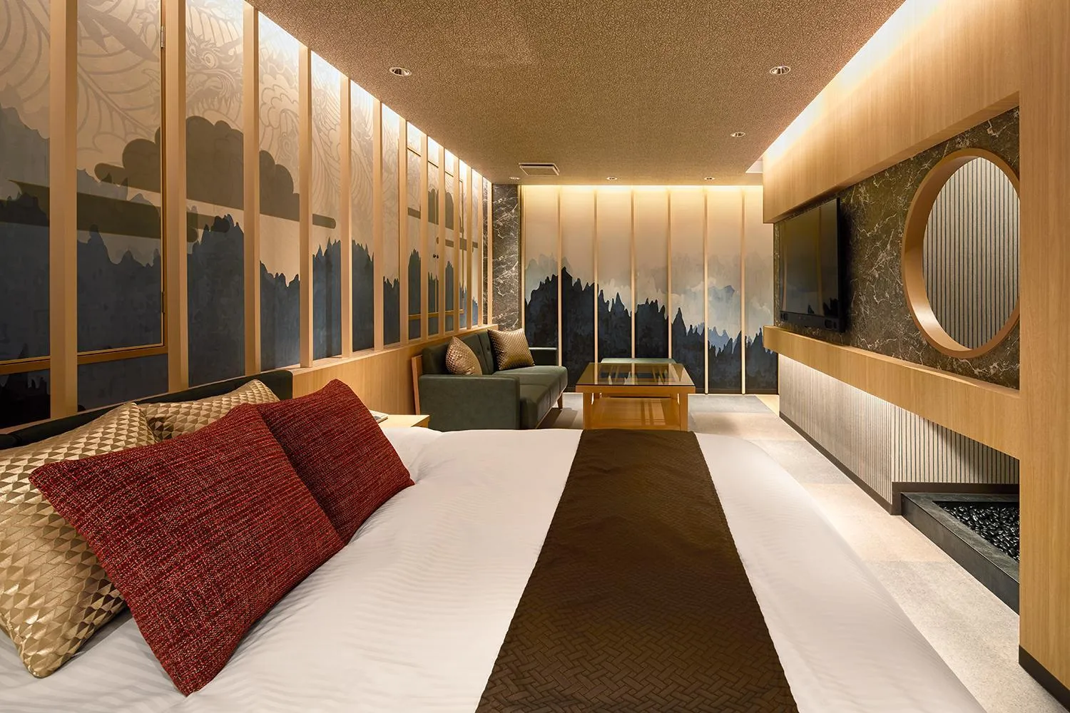 Bed in Yatomi Hotel Nuqu Natural Hot Spring