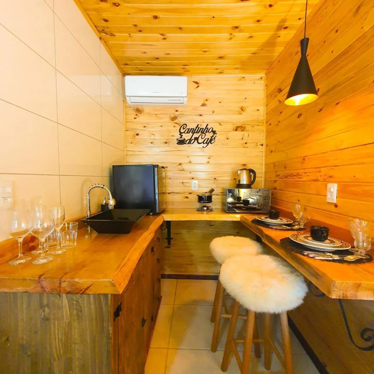 Kitchen or kitchenette in Cabana Brisa Serrana - Urubici-SC