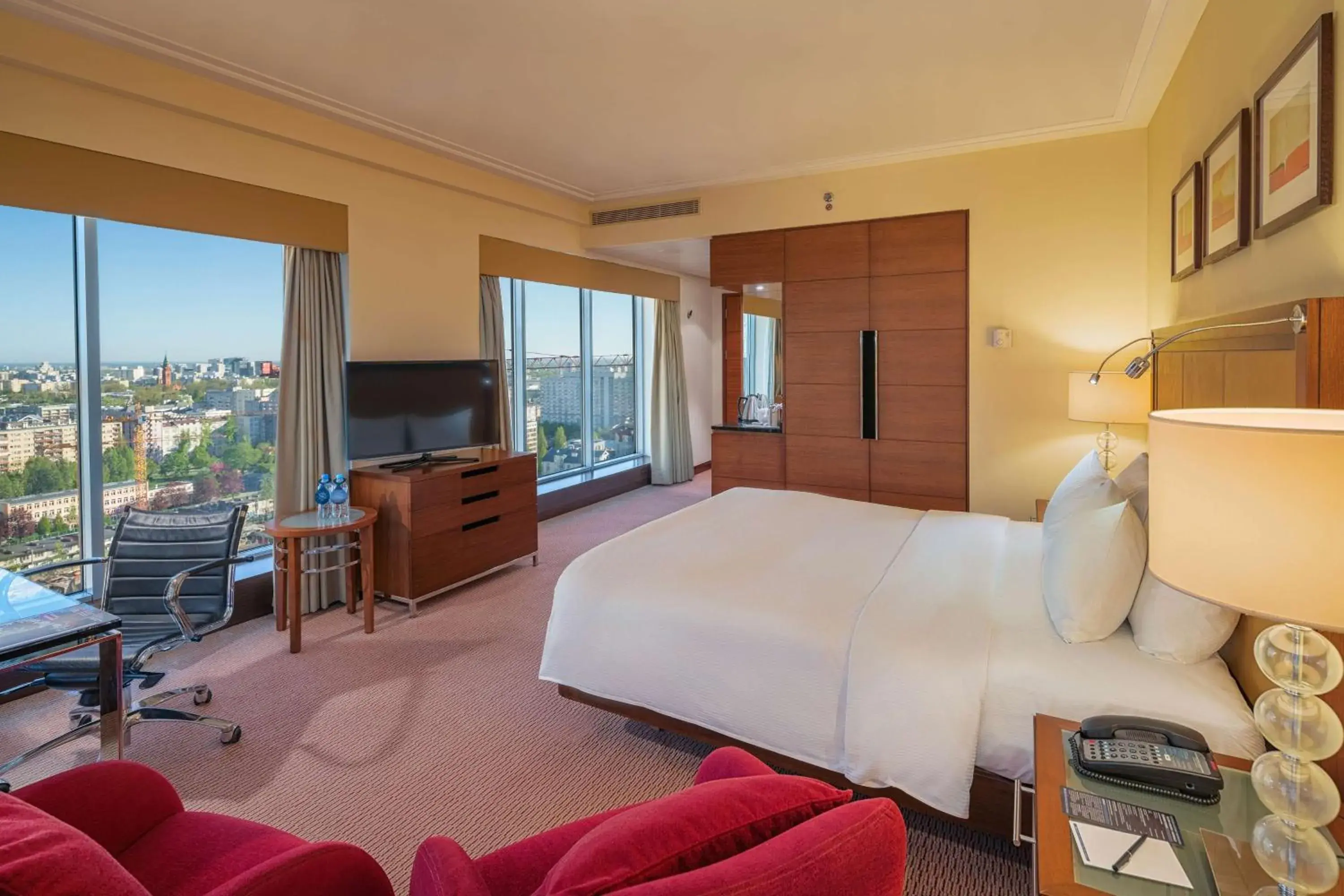 View (from property/room), Bed in Hilton Warsaw City Hotel View (from property/room), Bed in Hilton Warsaw City Hotel