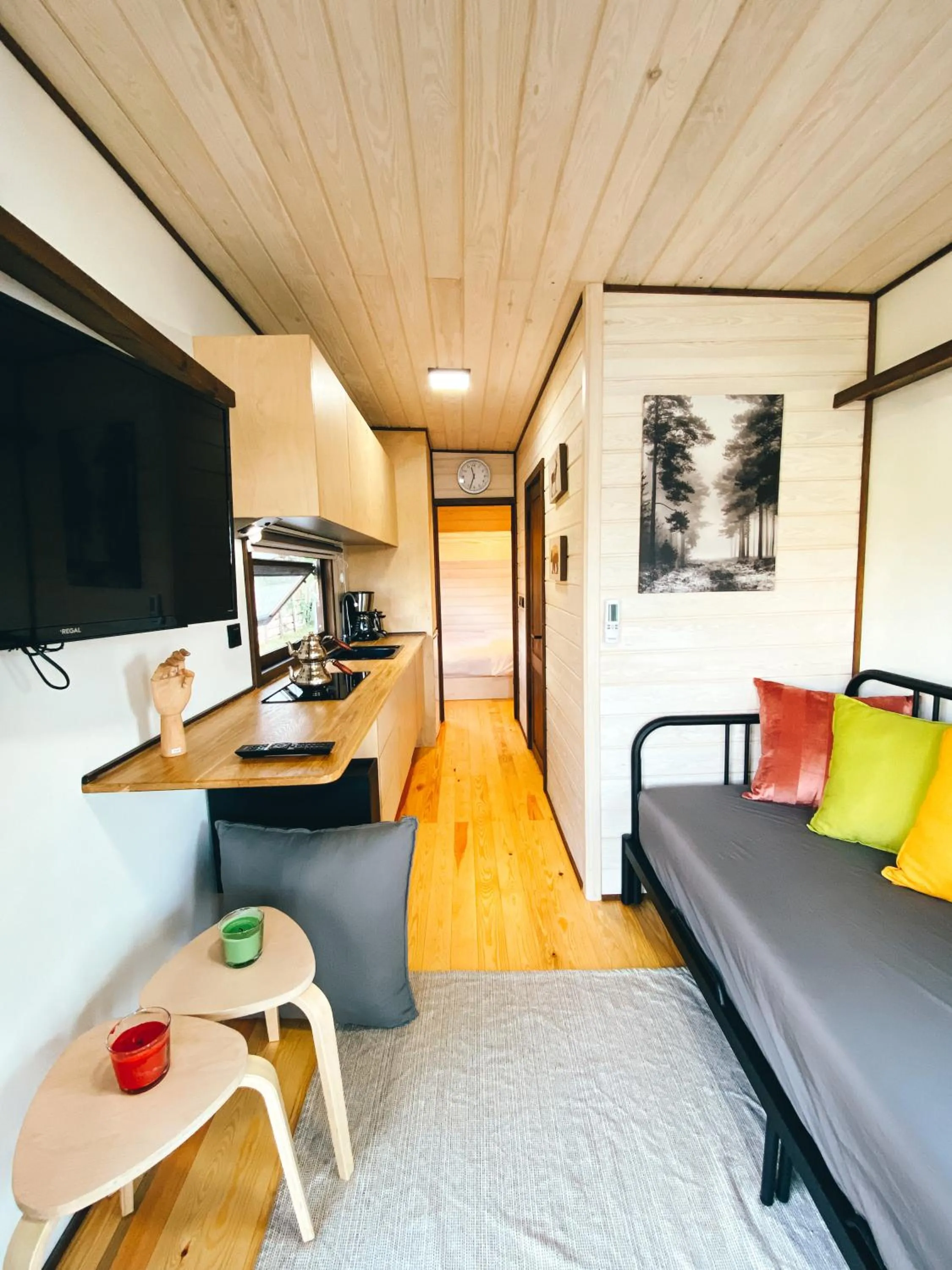 Communal lounge/ TV room, Bed in Danzi camping tiny house