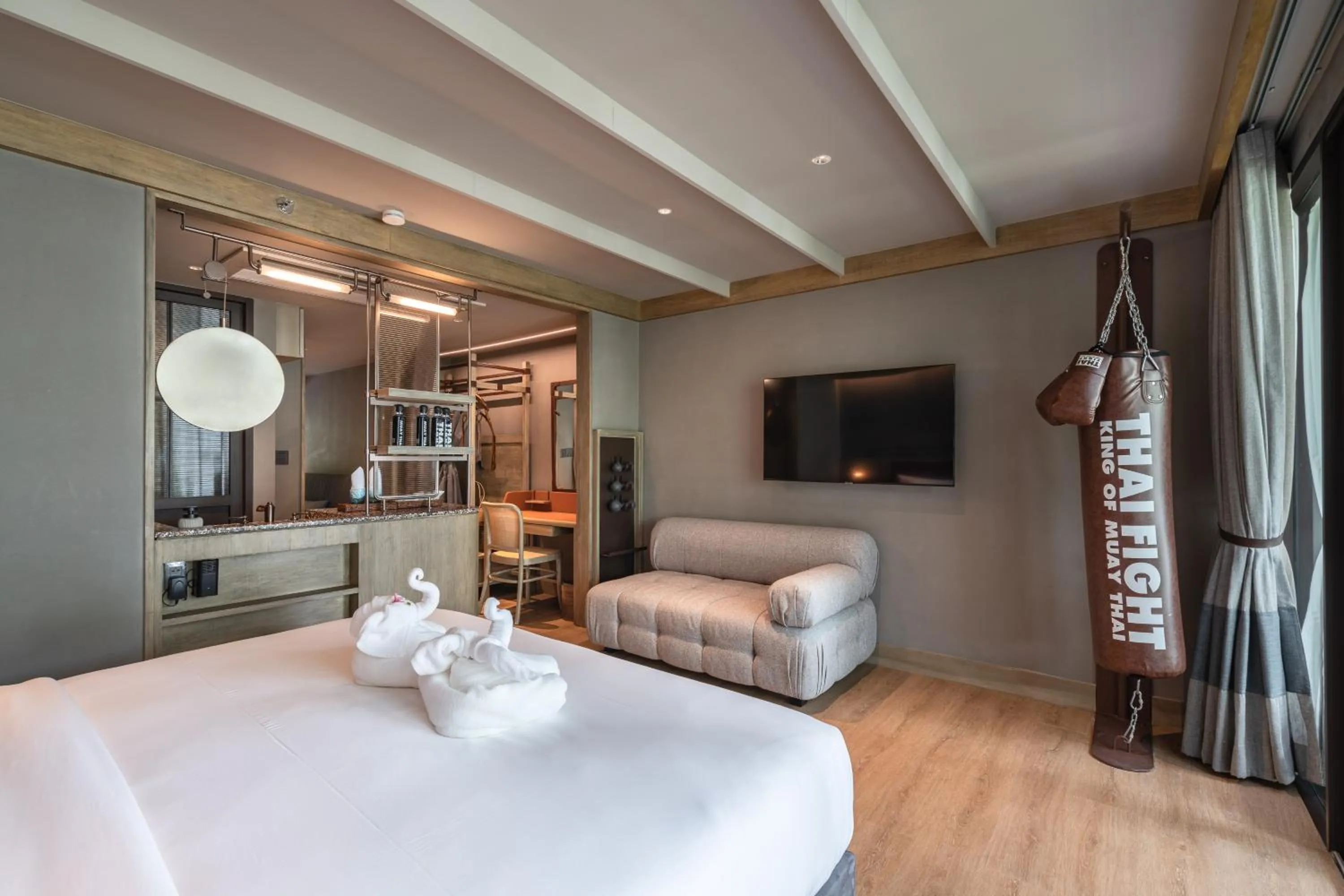 Bed in Thai Fight Hotel