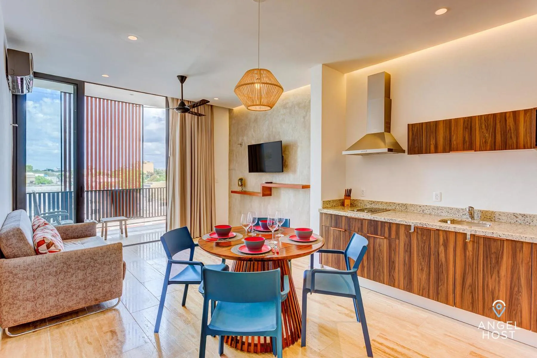 Living room in Chic Condotel with Roof Pool 10-Min Walk to Beach