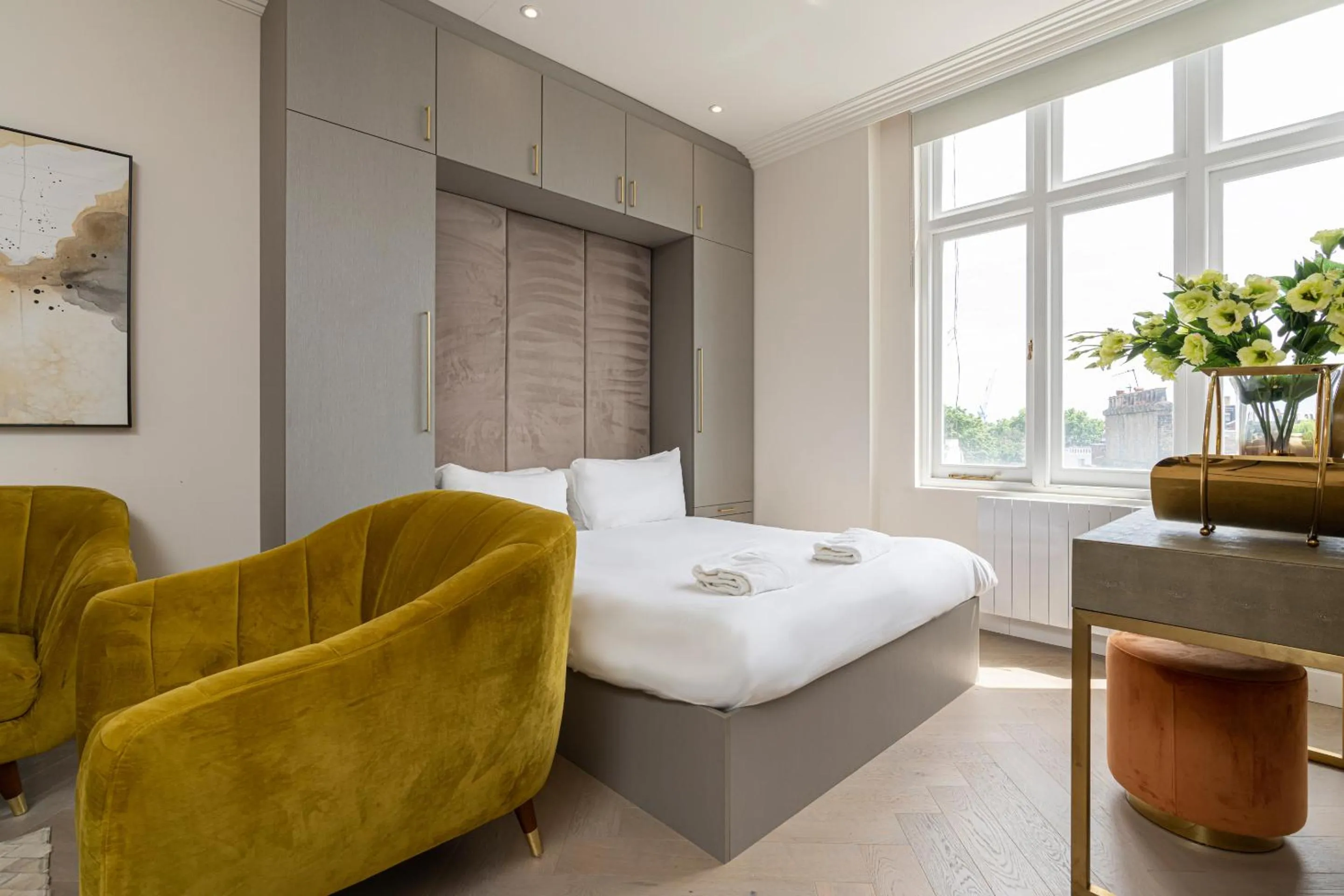 Bedroom, Bed in Modern Apartments Near Harrods and the Science Museum